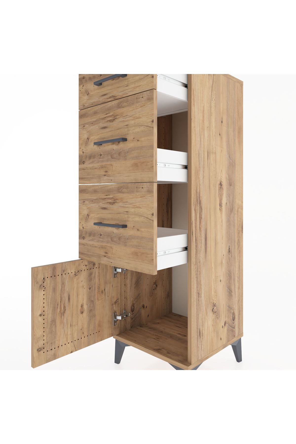 Hyperion Dolap 3 Çekmeceli Tek Kapaklı 44x44x134 Çam-Çam