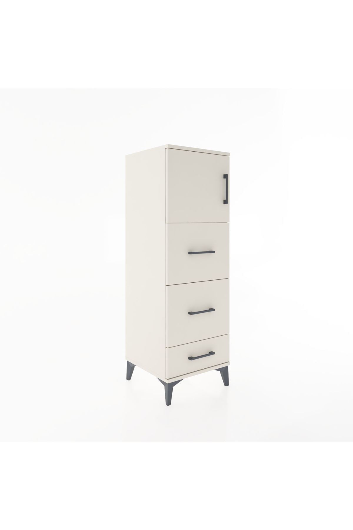 Hyperion Dolap Tek Raflı 3 Çekmeceli Tek Kapaklı 44x44x134 Aytaşı-Aytaşı