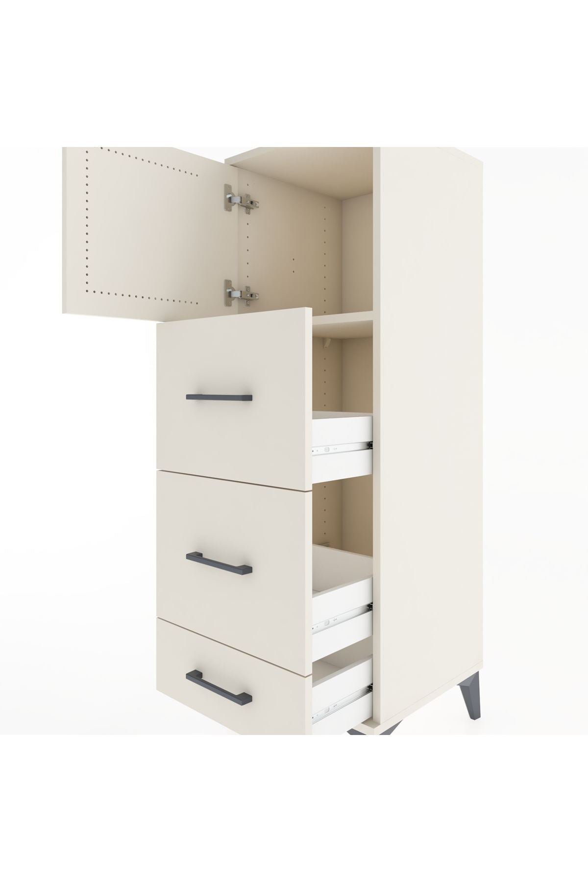Hyperion Dolap Tek Raflı 3 Çekmeceli Tek Kapaklı 44x44x134 - S49M008V1B