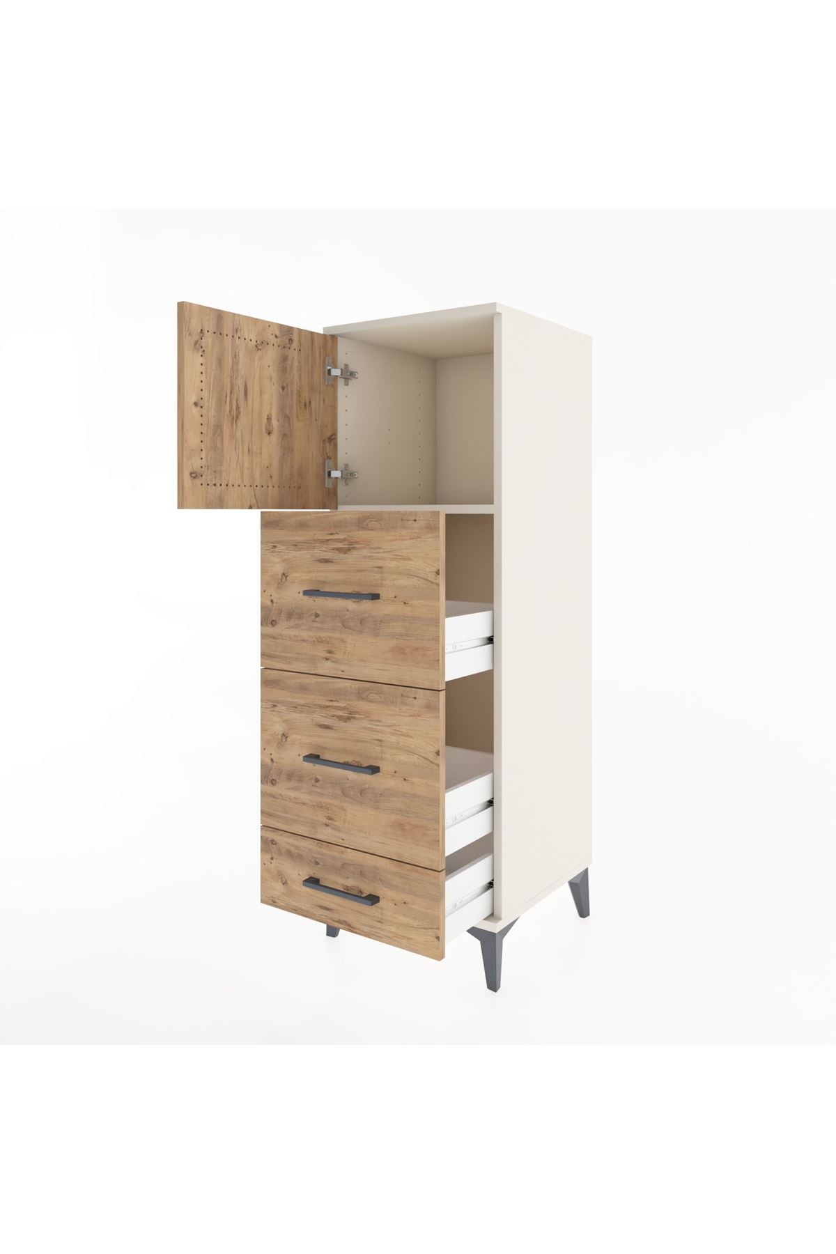 Hyperion Dolap Tek Raflı 3 Çekmeceli Tek Kapaklı 44x44x134 Aytaşı-Çam