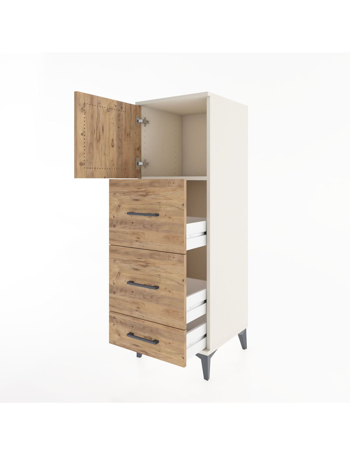Hyperion Dolap Tek Raflı 3 Çekmeceli Tek Kapaklı 44x44x134 - S49M008V3B