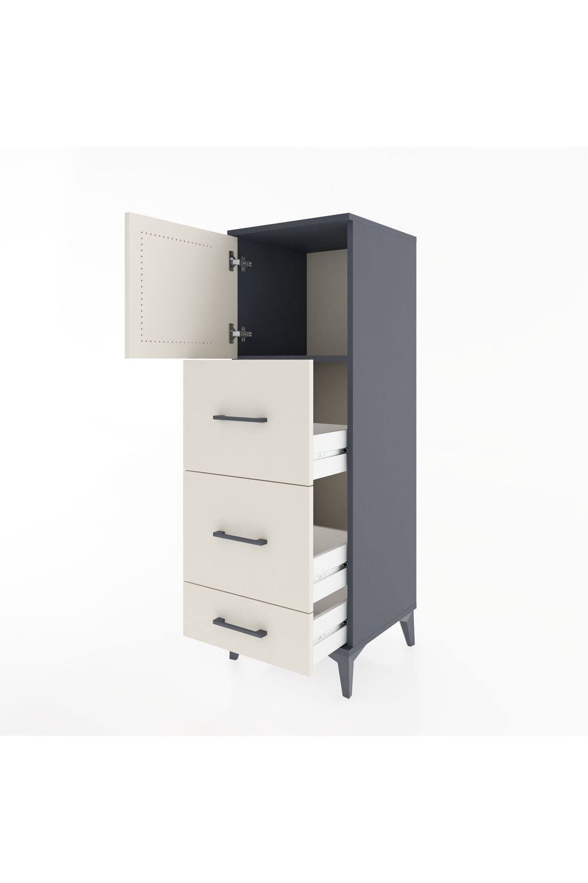 Hyperion Dolap Tek Raflı 3 Çekmeceli Tek Kapaklı 44x44x134 - S49M008V4B