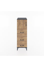 Hyperion Dolap Tek Raflı 3 Çekmeceli Tek Kapaklı 44x44x134 Antrasit-Çam