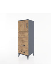 Hyperion Dolap Tek Raflı 3 Çekmeceli Tek Kapaklı 44x44x134 Antrasit-Çam