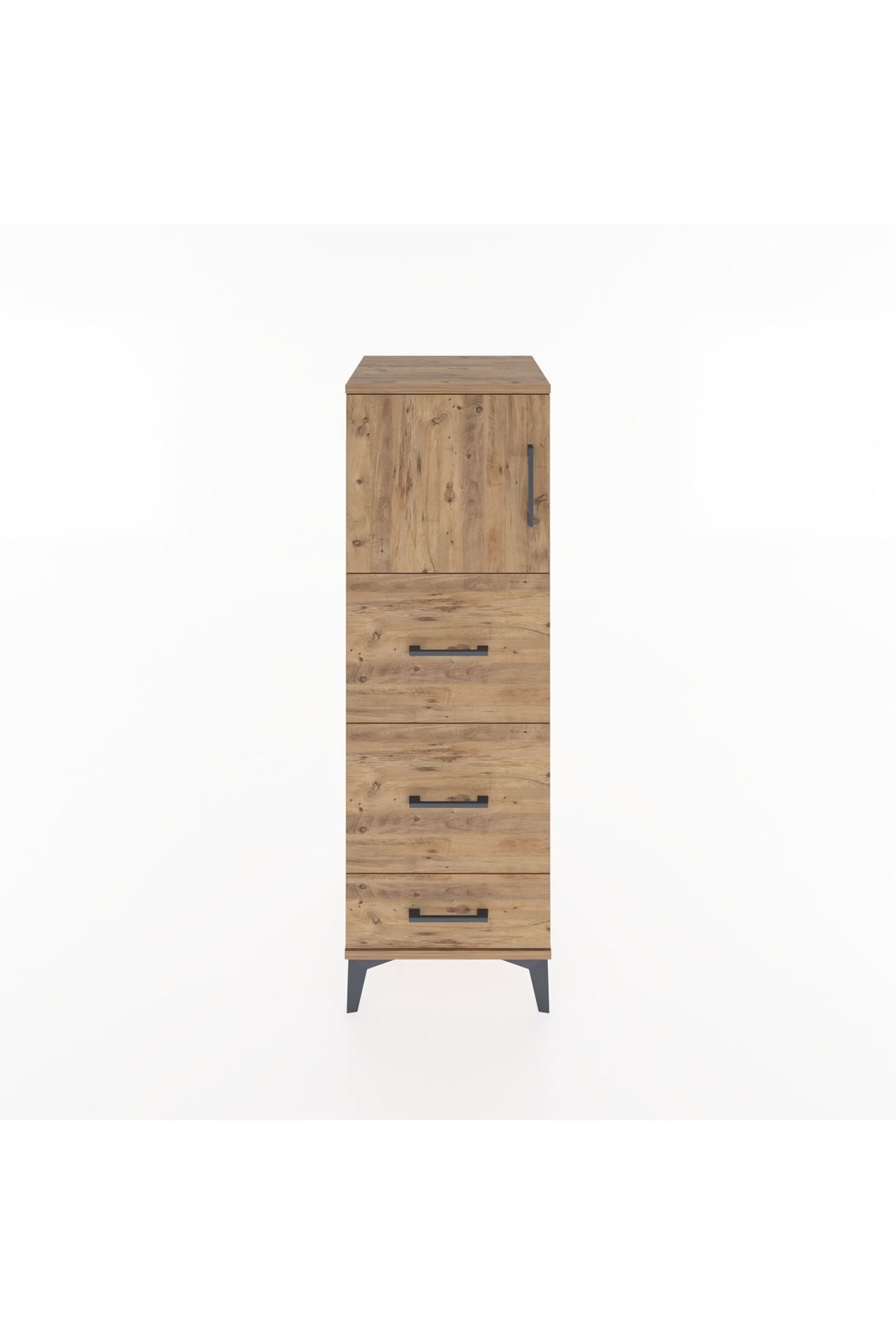 Hyperion Dolap Tek Raflı 3 Çekmeceli Tek Kapaklı 44x44x134 Çam-Çam