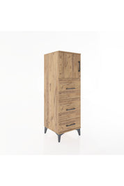 Hyperion Dolap Tek Raflı 3 Çekmeceli Tek Kapaklı 44x44x134 Çam-Çam