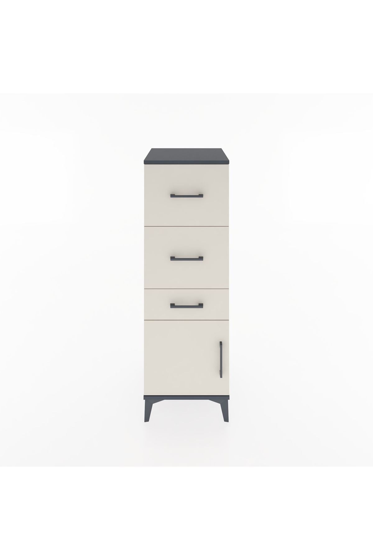 Hyperion Dolap 3 Çekmeceli Tek Kapaklı 44x44x134 Antrasit-Aytaşı