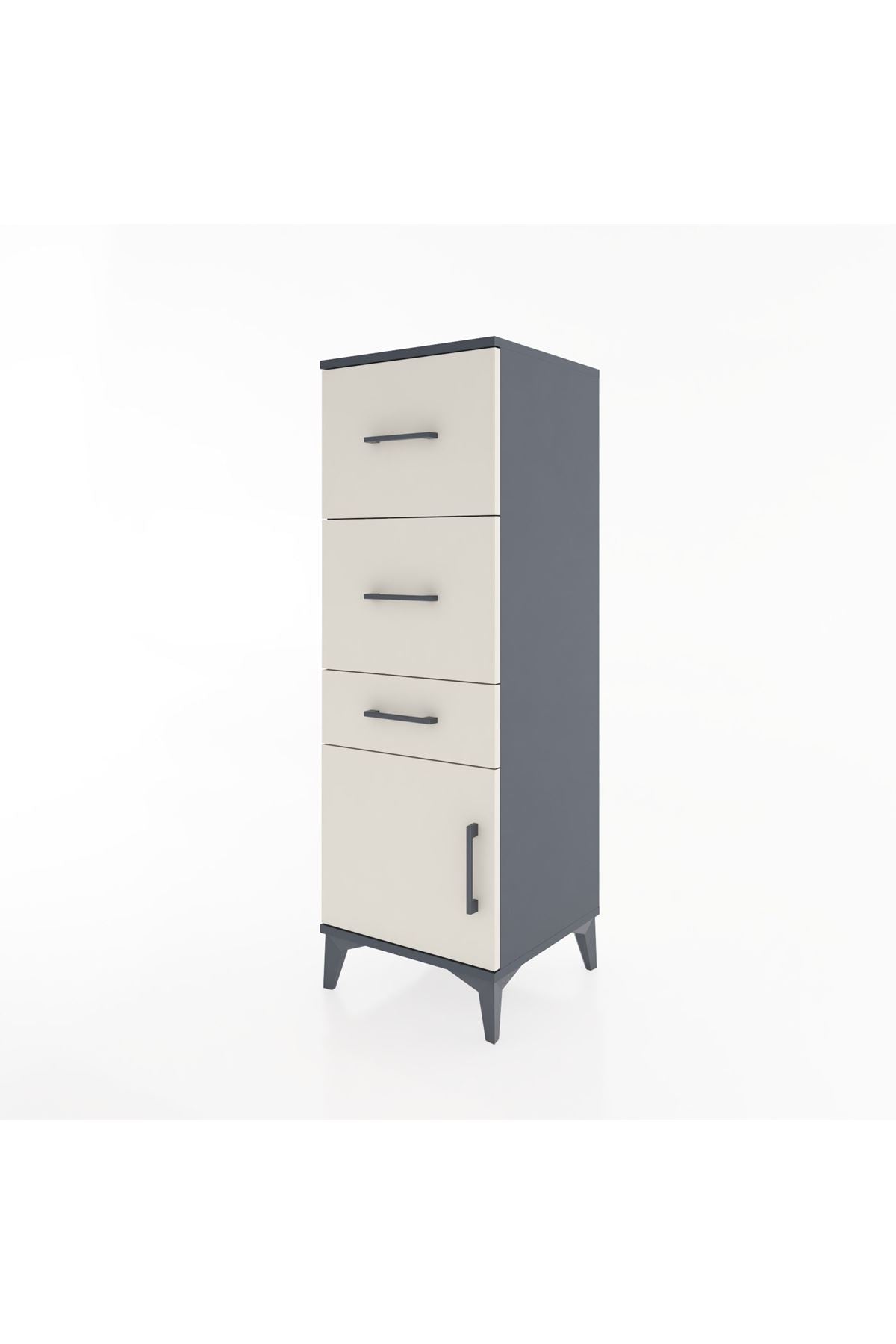 Hyperion Dolap 3 Çekmeceli Tek Kapaklı 44x44x134 Antrasit-Aytaşı