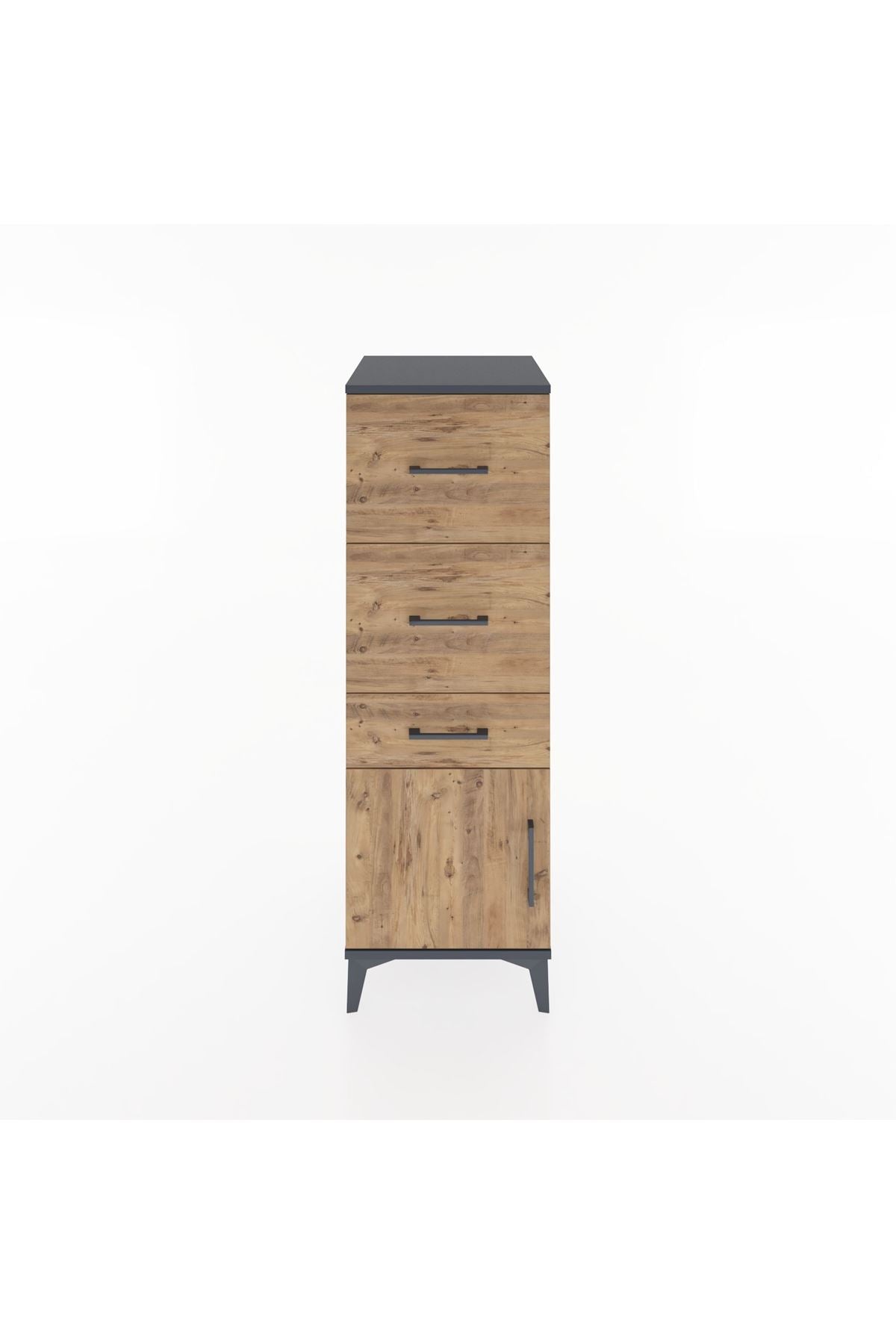 Hyperion Dolap 3 Çekmeceli Tek Kapaklı 44x44x134 Antrasit-Çam