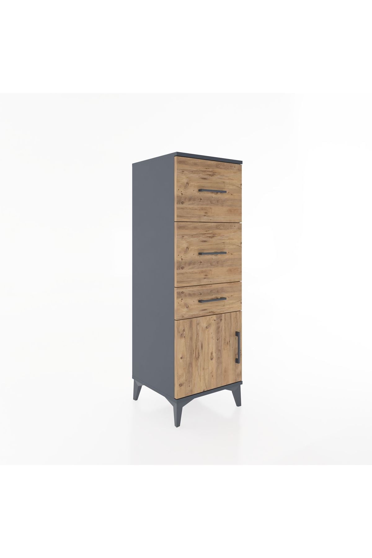 Hyperion Dolap 3 Çekmeceli Tek Kapaklı 44x44x134 Antrasit-Çam