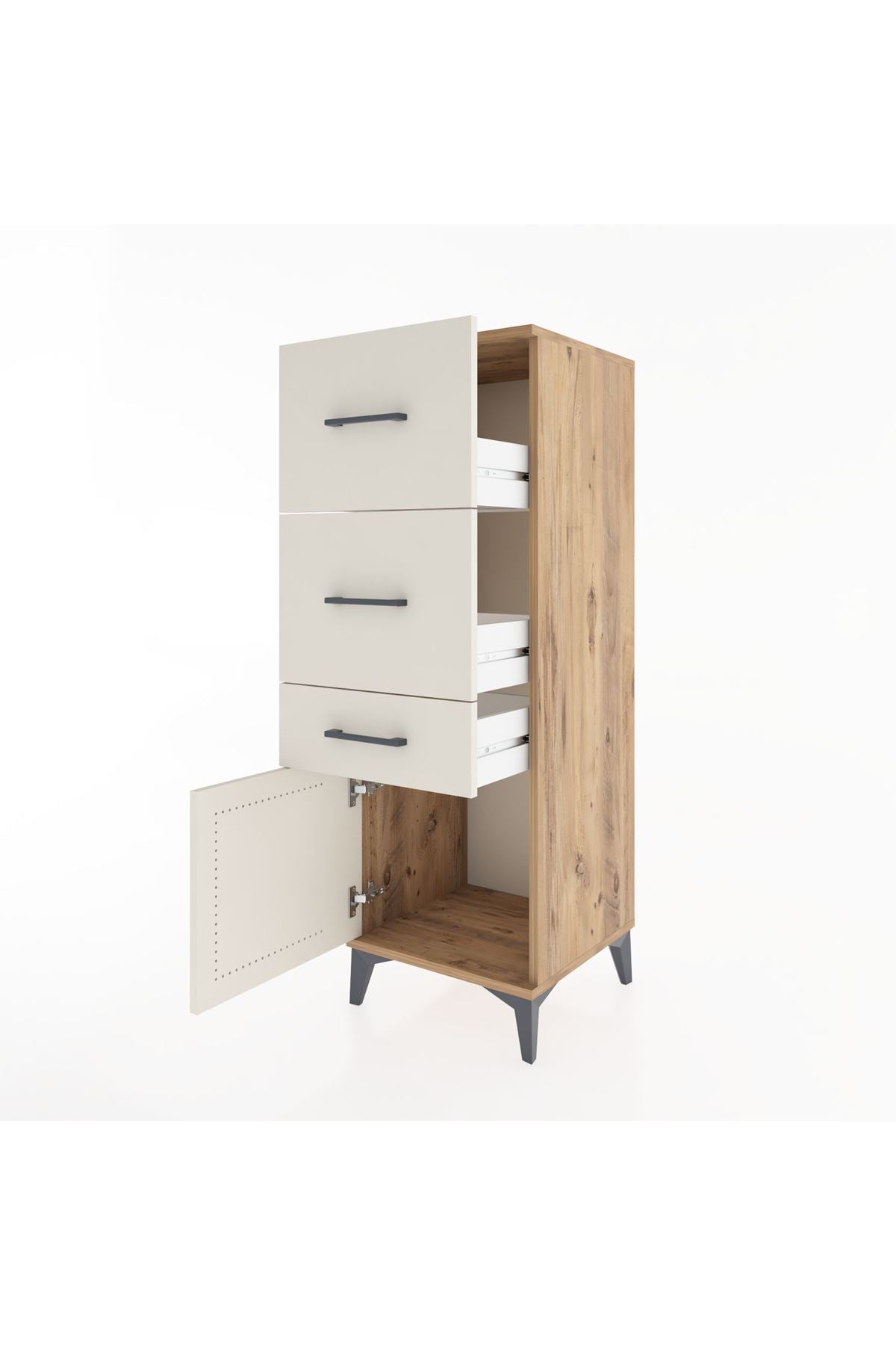 Hyperion Dolap 3 Çekmeceli Tek Kapaklı 44x44x134 Çam-Aytaşı