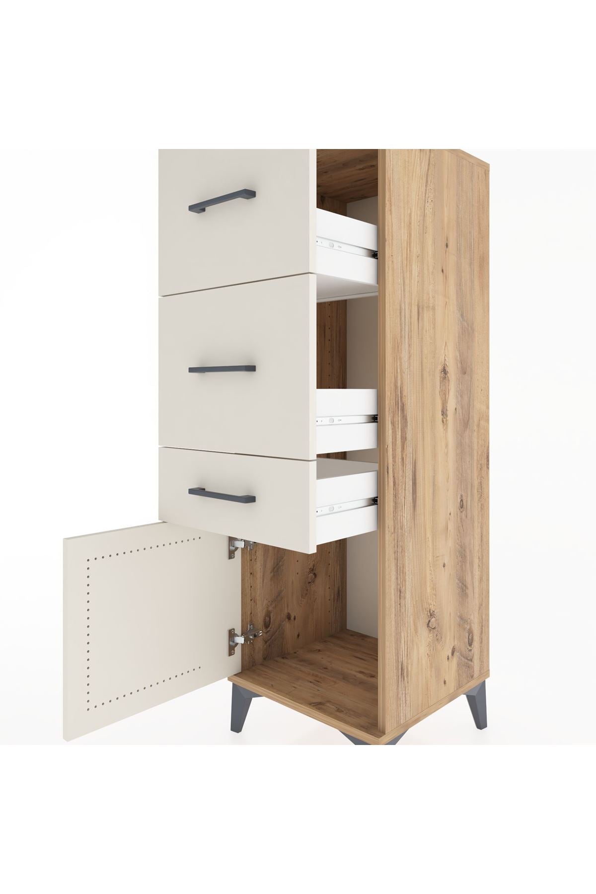 Hyperion Dolap 3 Çekmeceli Tek Kapaklı 44x44x134 Çam-Aytaşı