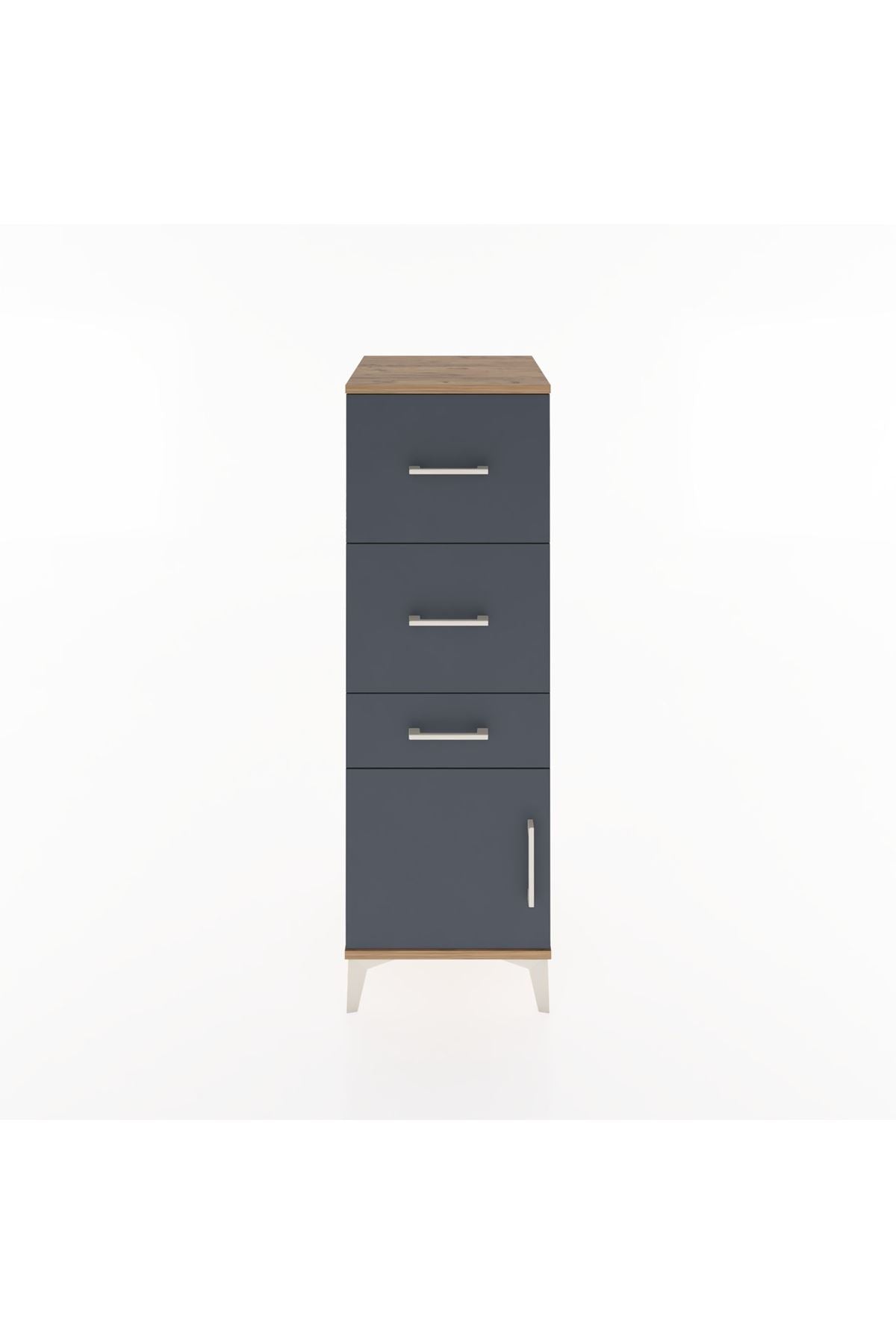 Hyperion Dolap 3 Çekmeceli Tek Kapaklı 44x44x134 Çam-Antrasit