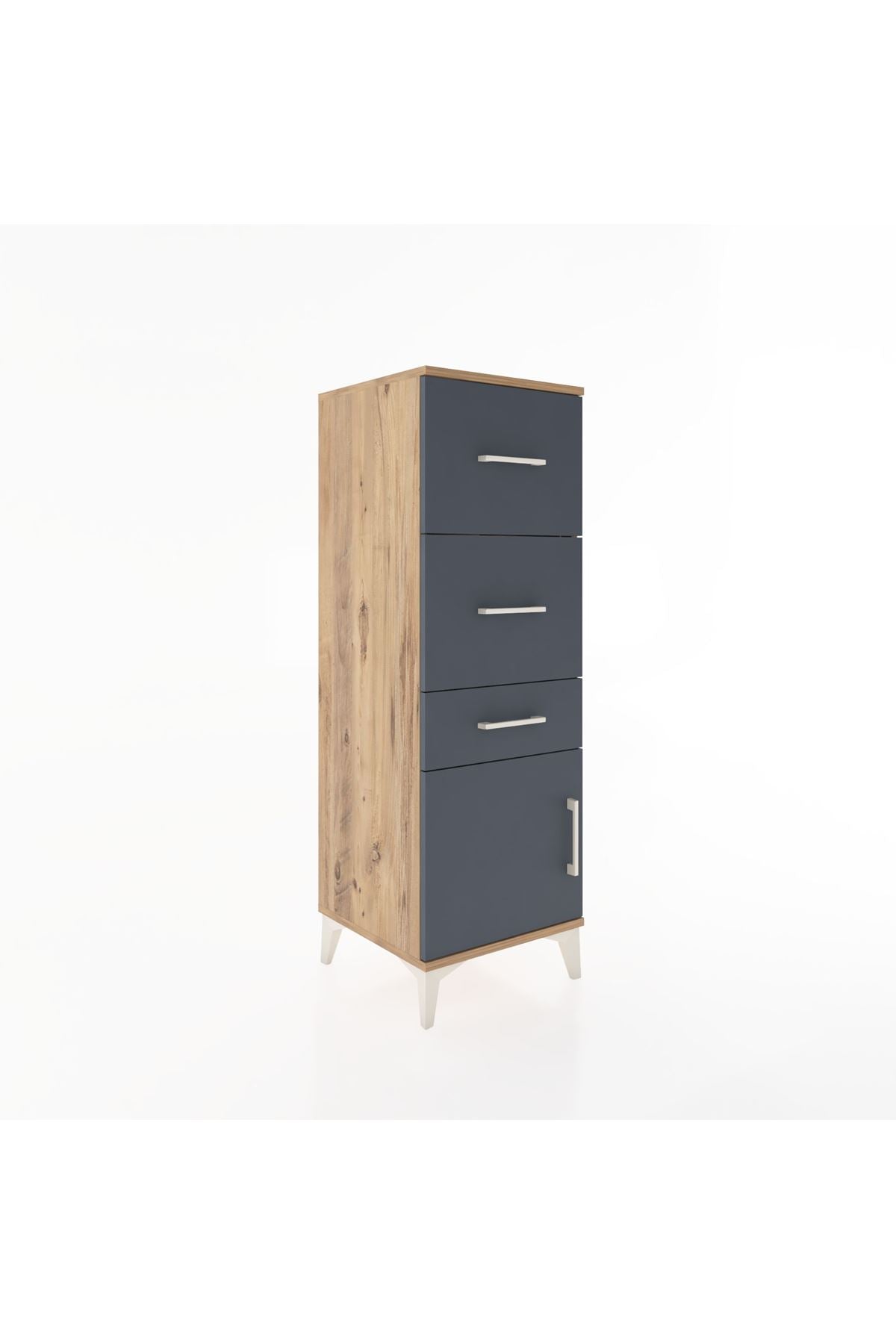 Hyperion Dolap 3 Çekmeceli Tek Kapaklı 44x44x134 Çam-Antrasit