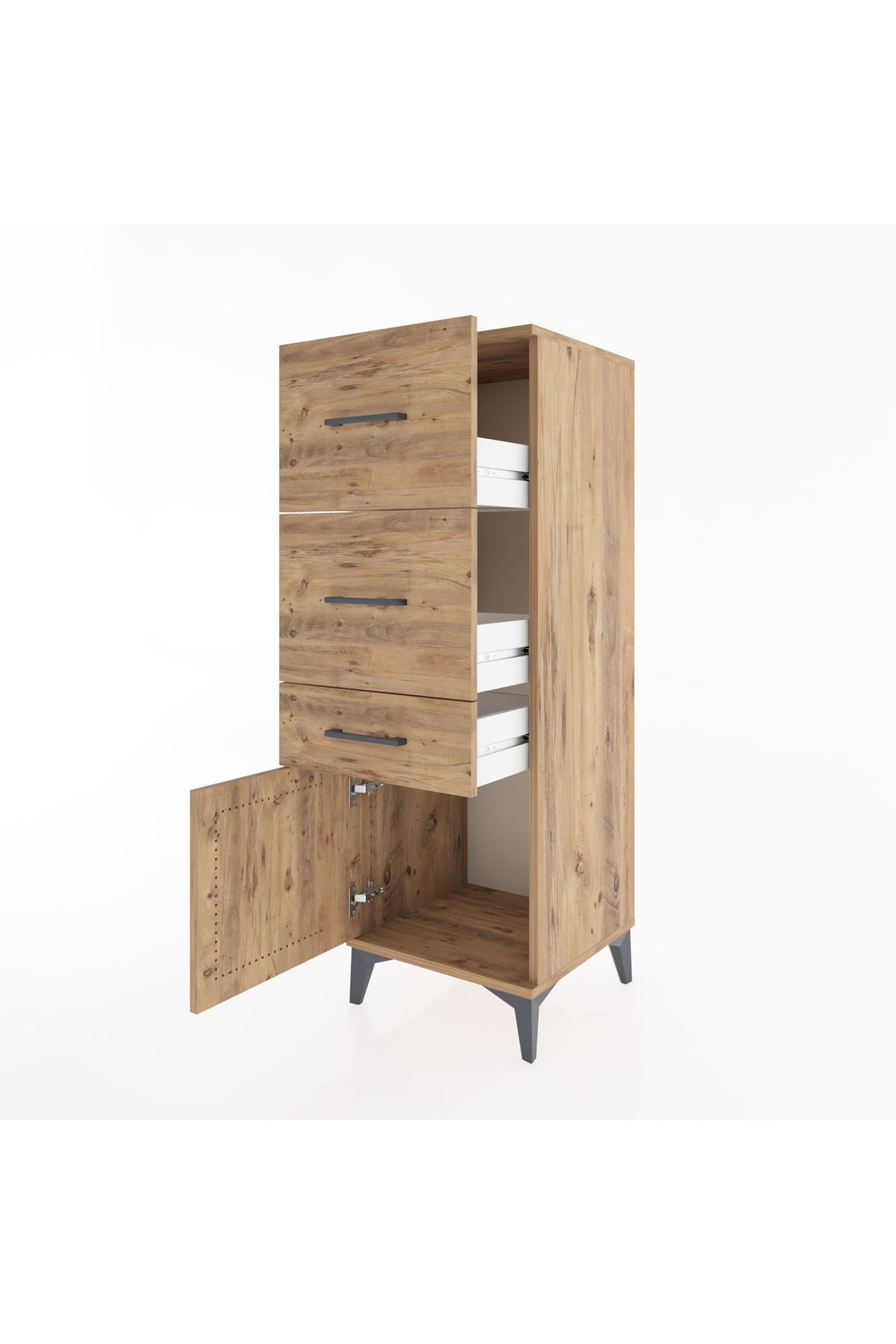 Hyperion Dolap 3 Çekmeceli Tek Kapaklı 44x44x134 Çam-Çam