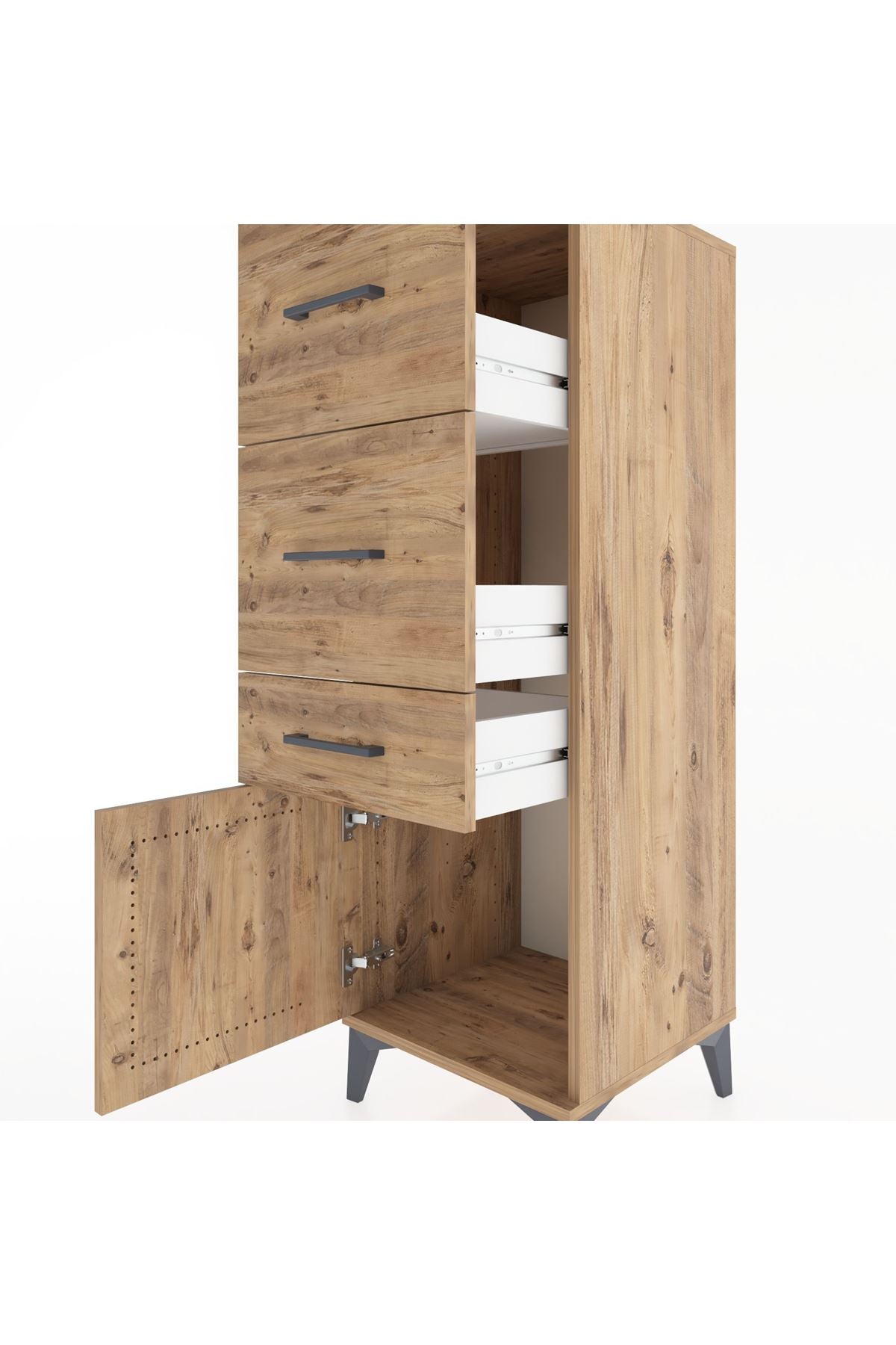 Hyperion Dolap 3 Çekmeceli Tek Kapaklı 44x44x134 Çam-Çam