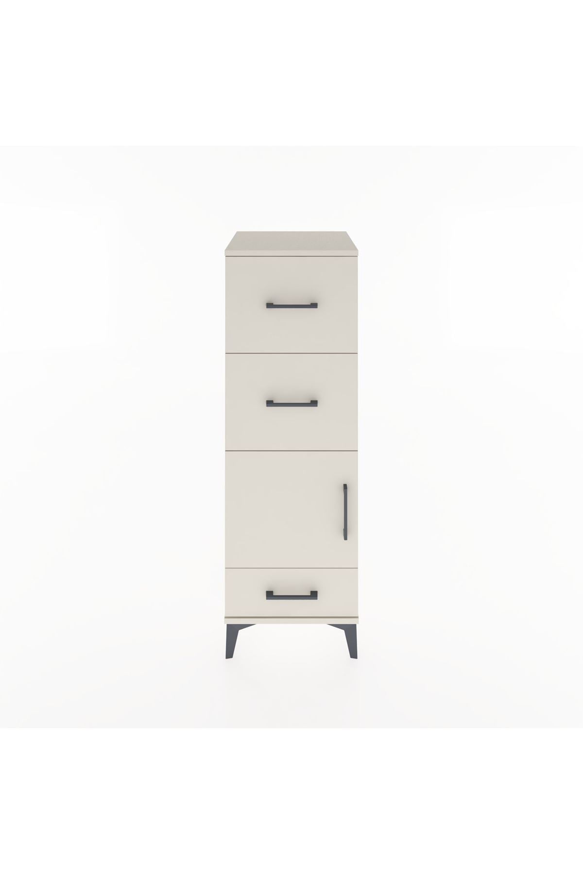 Hyperion Dolap Tek Raflı 3 Çekmeceli Tek Kapaklı 44x44x134 Aytaşı-Aytaşı