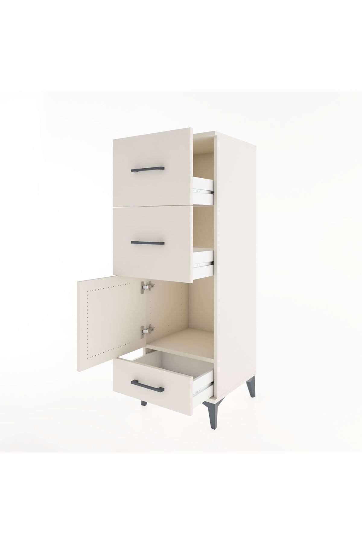 Hyperion Dolap Tek Raflı 3 Çekmeceli Tek Kapaklı 44x44x134 Aytaşı-Aytaşı