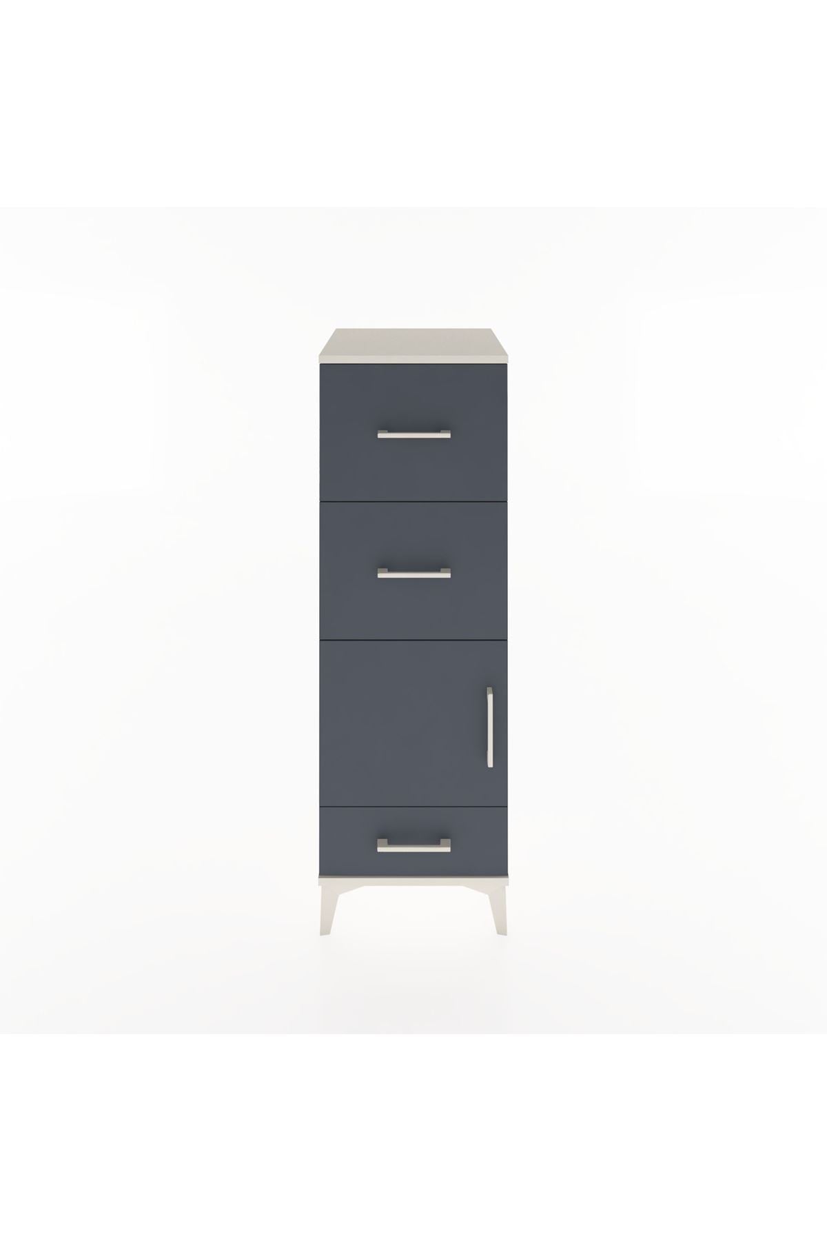 Hyperion Dolap Tek Raflı 3 Çekmeceli Tek Kapaklı 44x44x134 Aytaşı-Antrasit