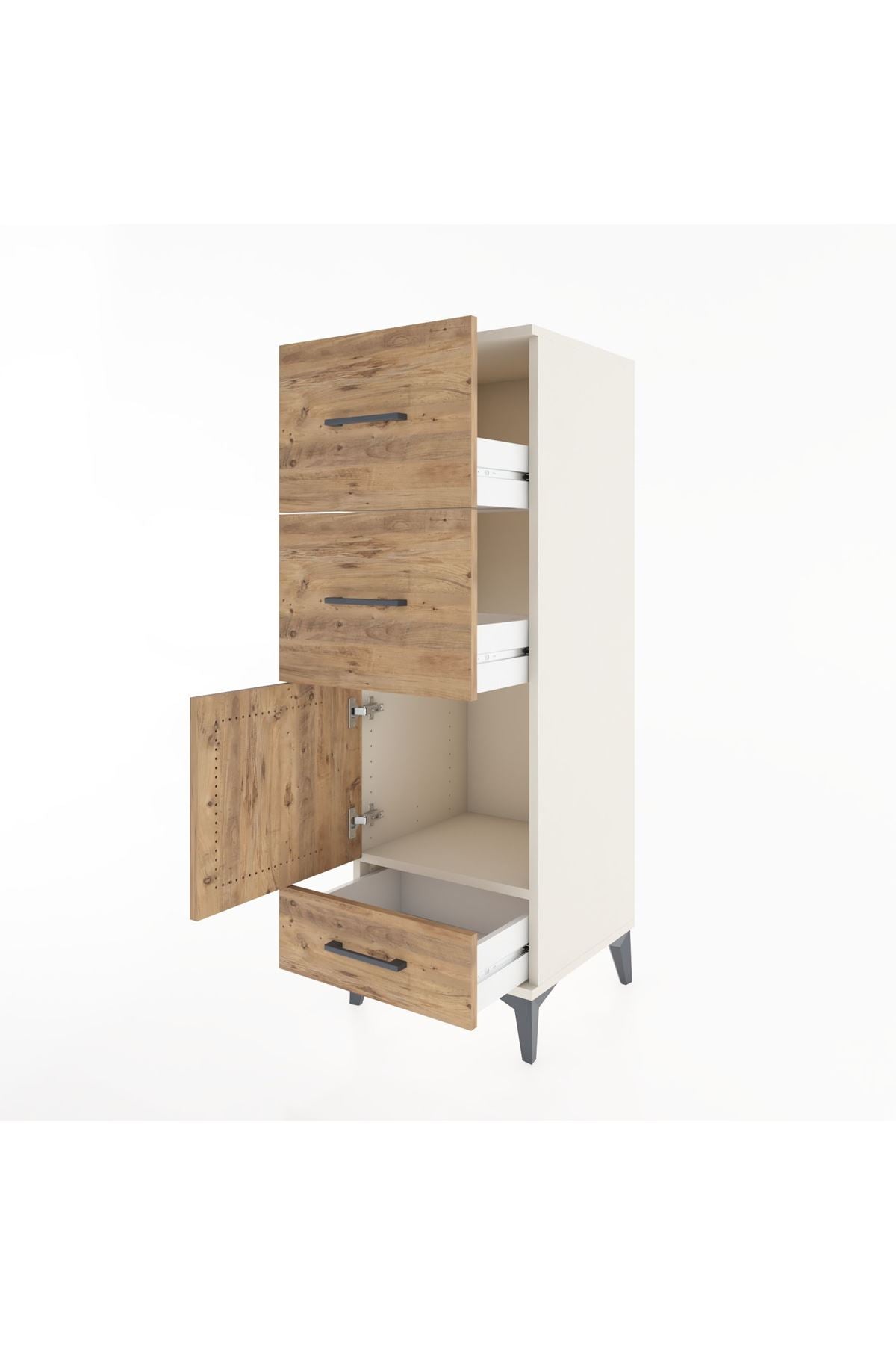 Hyperion Dolap Tek Raflı 3 Çekmeceli Tek Kapaklı 44x44x134 Aytaşı-Çam