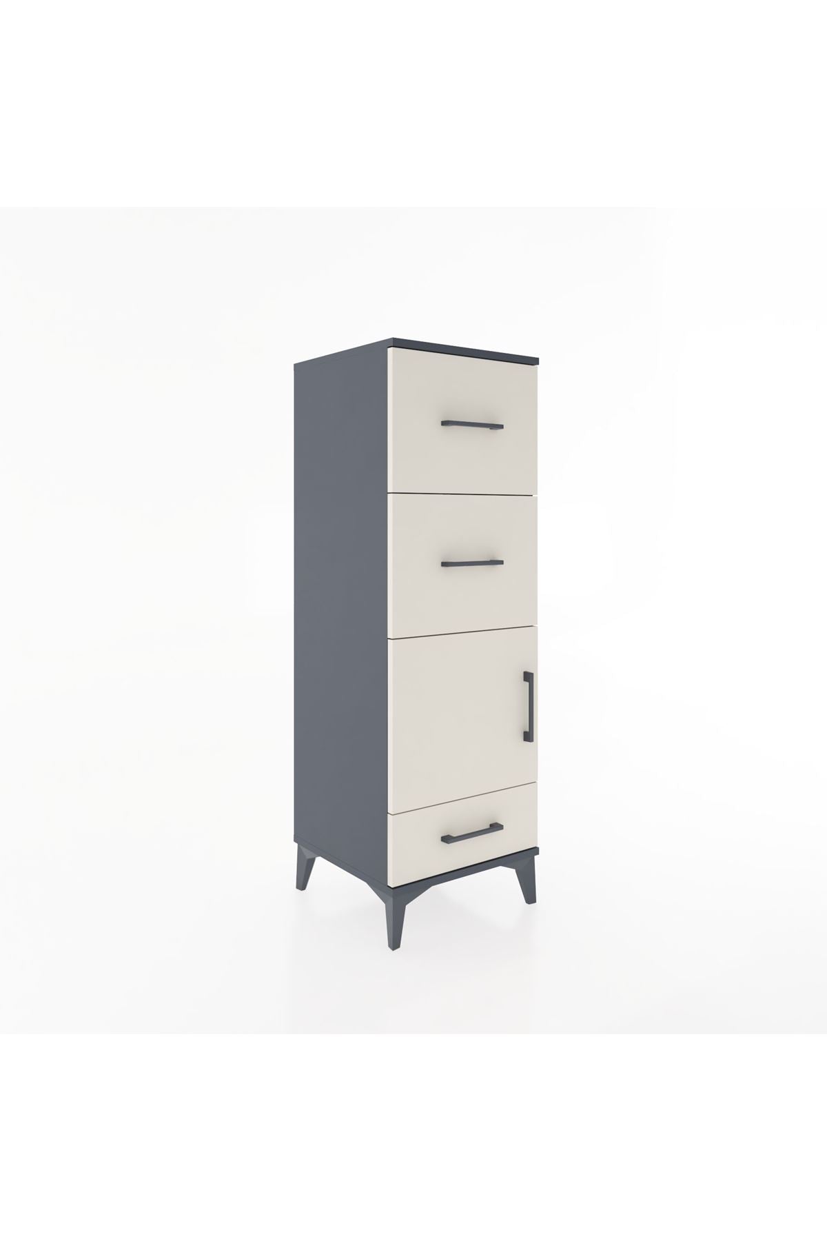 Hyperion Dolap Tek Raflı 3 Çekmeceli Tek Kapaklı 44x44x134 Antrasit-Aytaşı