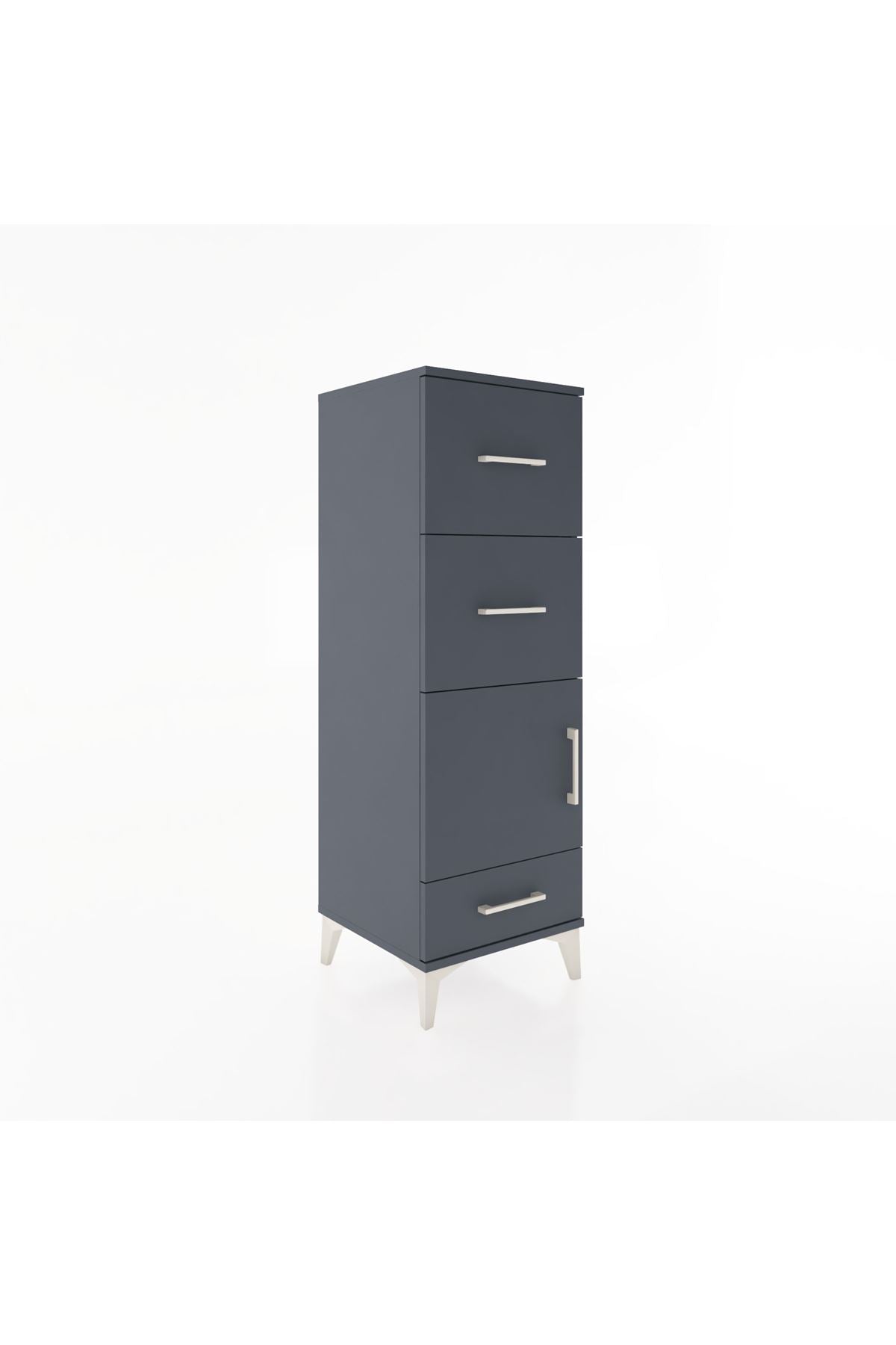 Hyperion Dolap Tek Raflı 3 Çekmeceli Tek Kapaklı 44x44x134 Antrasit-Antrasit