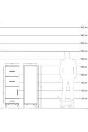Hyperion Dolap Tek Raflı 3 Çekmeceli Tek Kapaklı 44x44x134 Çam-Antrasit
