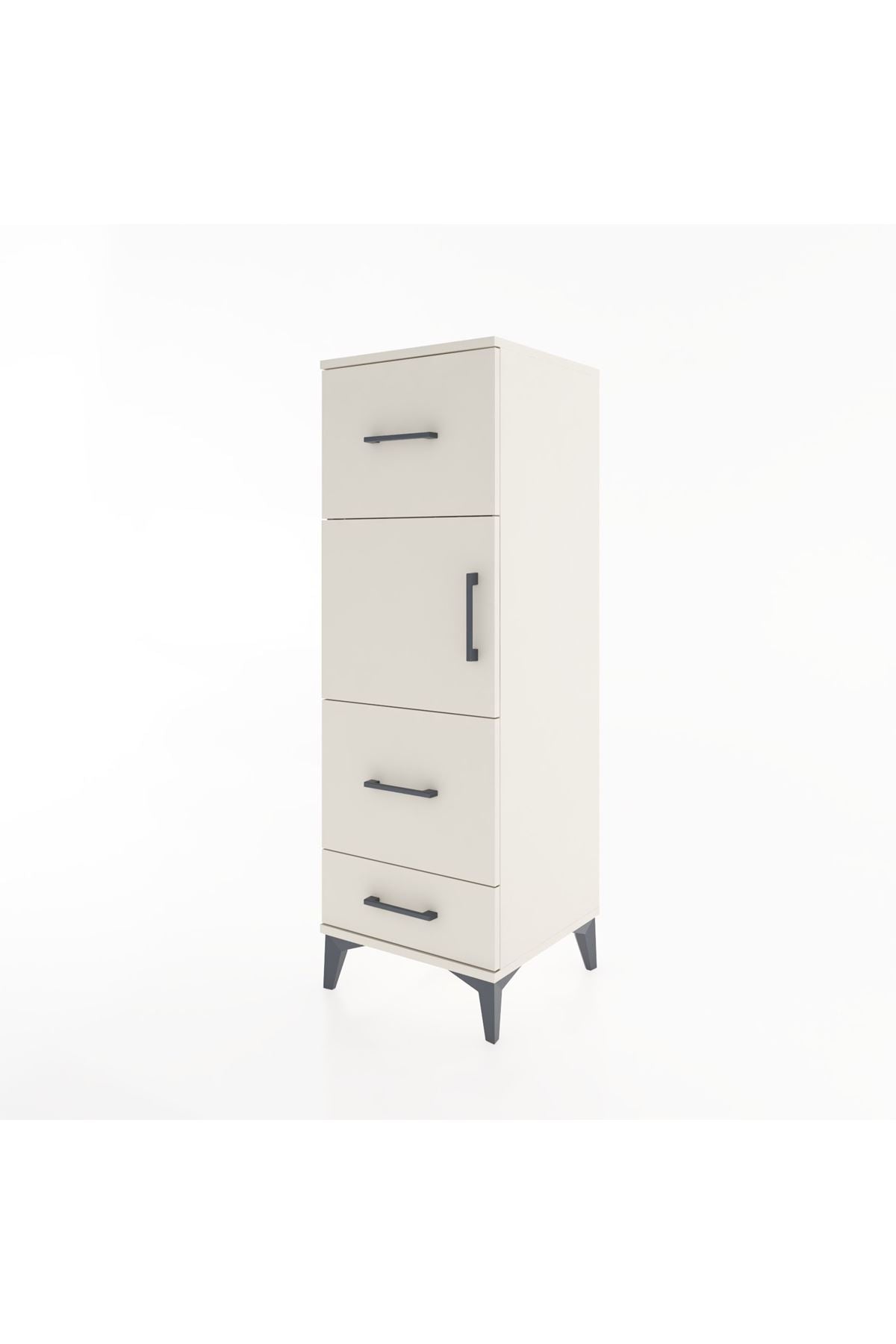 Hyperion Dolap Tek Raflı 3 Çekmeceli Tek Kapaklı 44x44x134 Aytaşı-Aytaşı