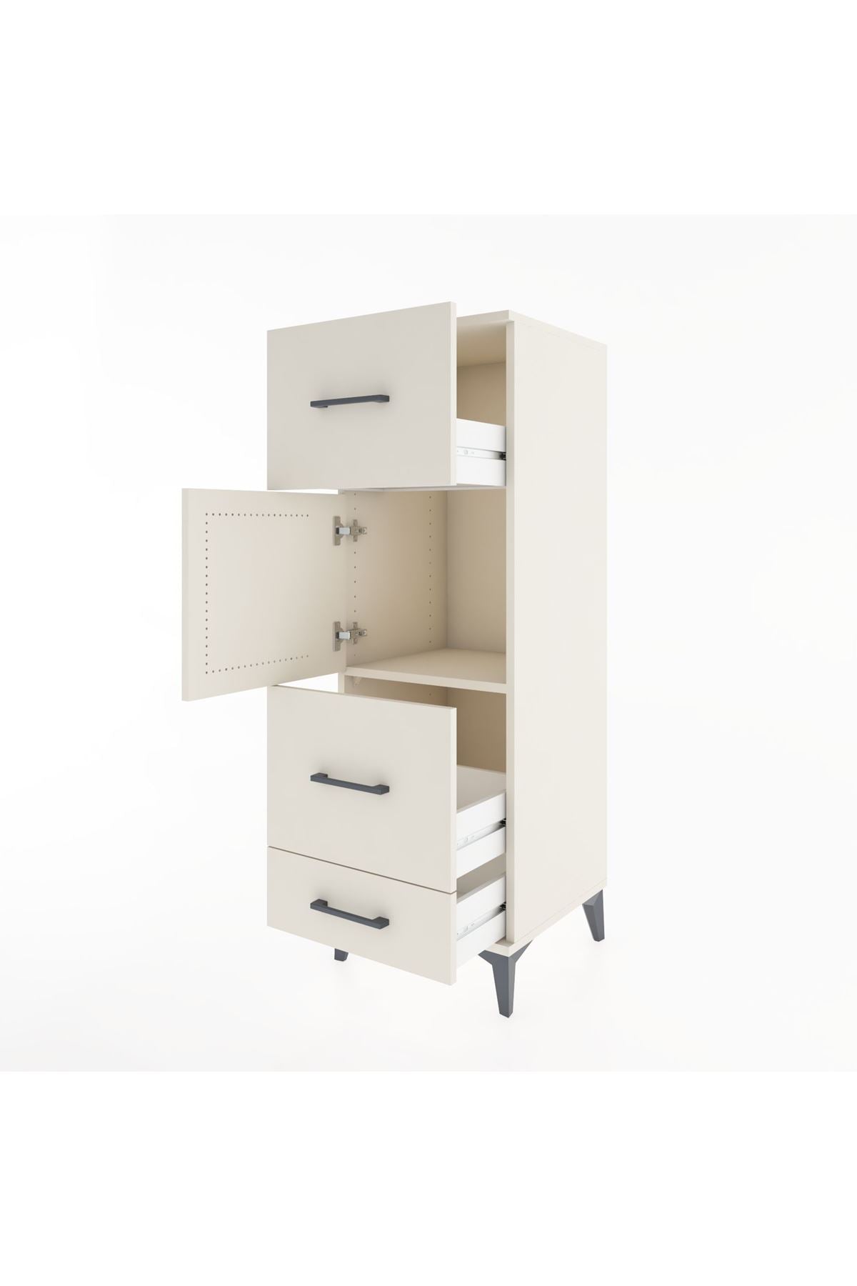 Hyperion Dolap Tek Raflı 3 Çekmeceli Tek Kapaklı 44x44x134 Aytaşı-Aytaşı