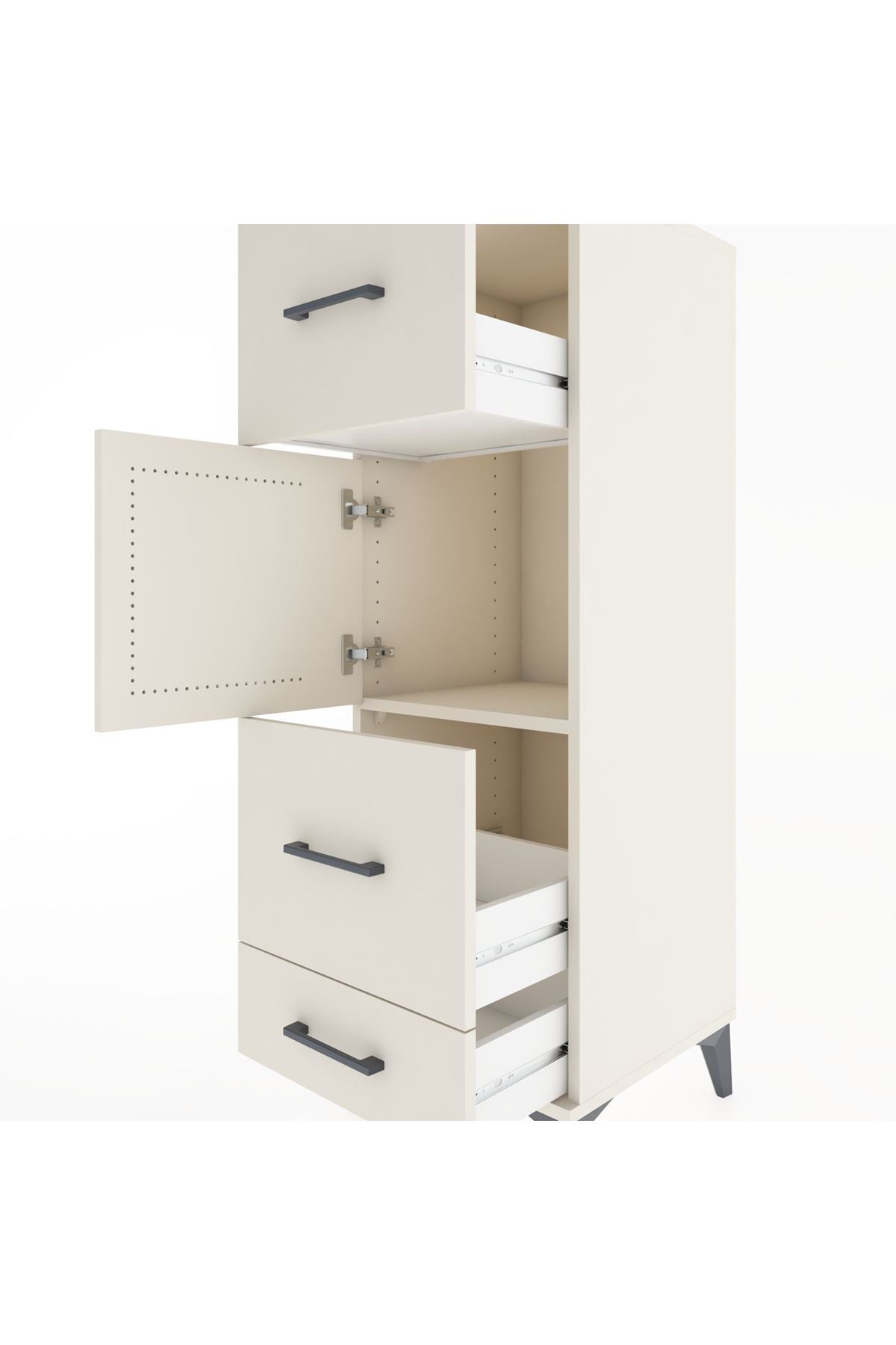 Hyperion Dolap Tek Raflı 3 Çekmeceli Tek Kapaklı 44x44x134 Aytaşı-Aytaşı