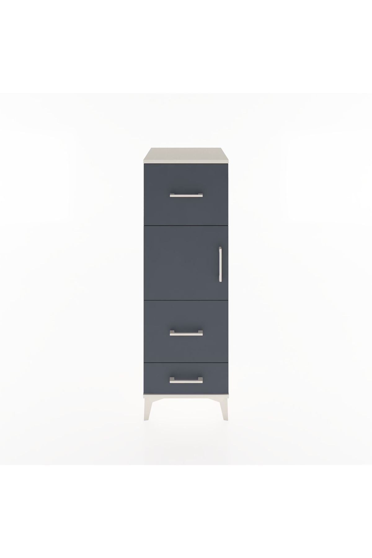 Hyperion Dolap Tek Raflı 3 Çekmeceli Tek Kapaklı 44x44x134 Aytaşı-Antrasit