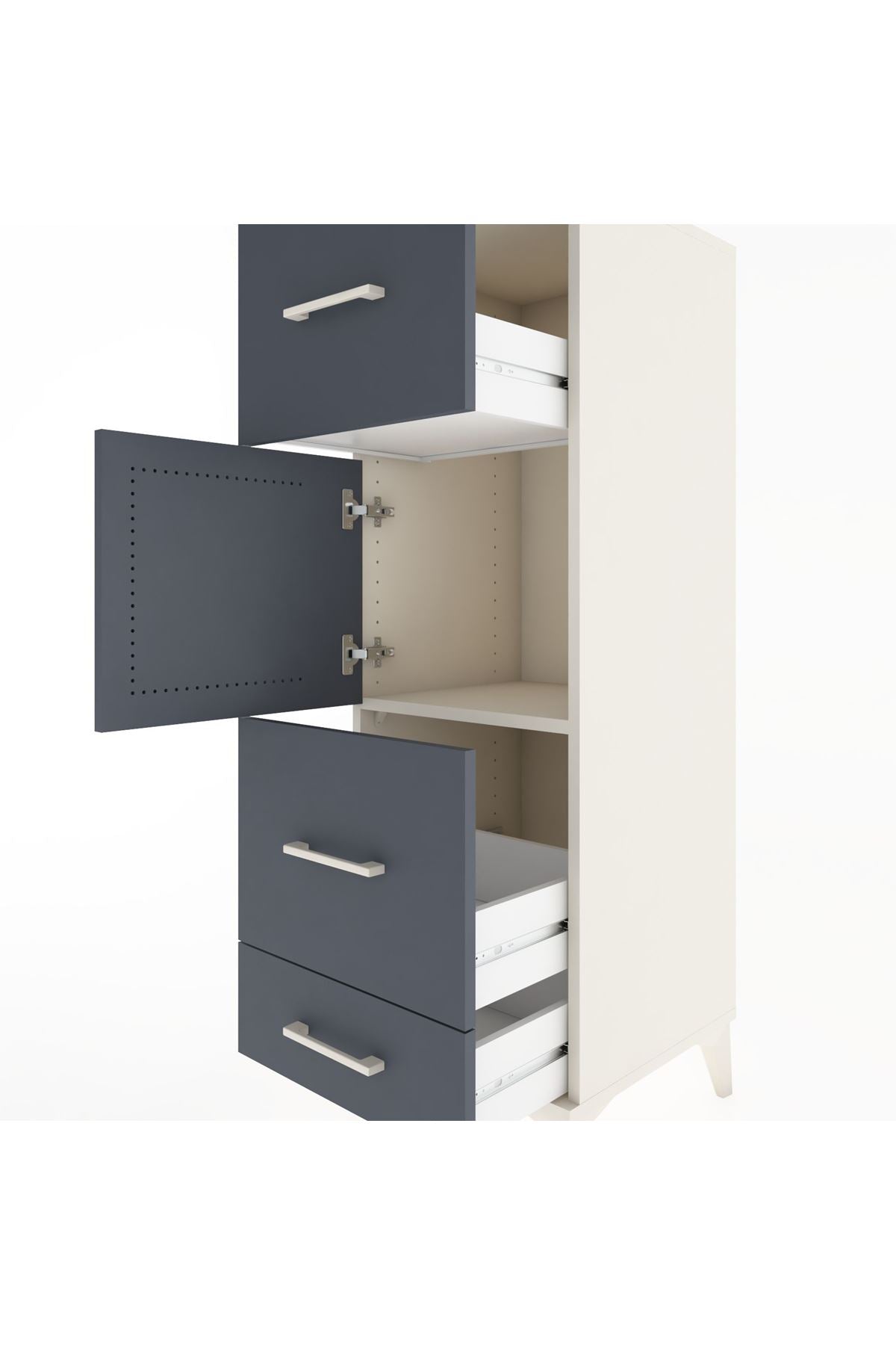 Hyperion Dolap Tek Raflı 3 Çekmeceli Tek Kapaklı 44x44x134 Aytaşı-Antrasit