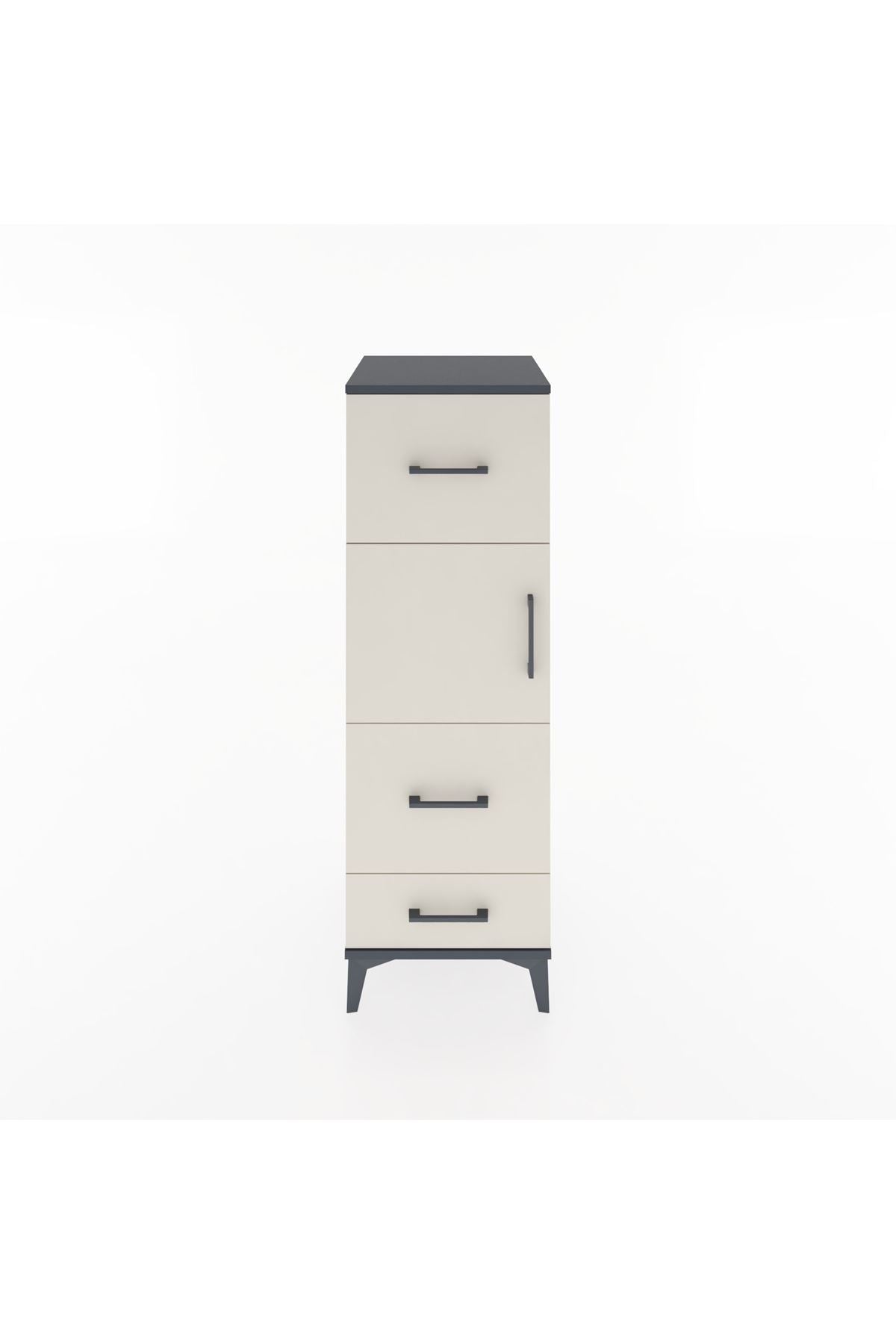 Hyperion Dolap Tek Raflı 3 Çekmeceli Tek Kapaklı 44x44x134 Antrasit-Aytaşı