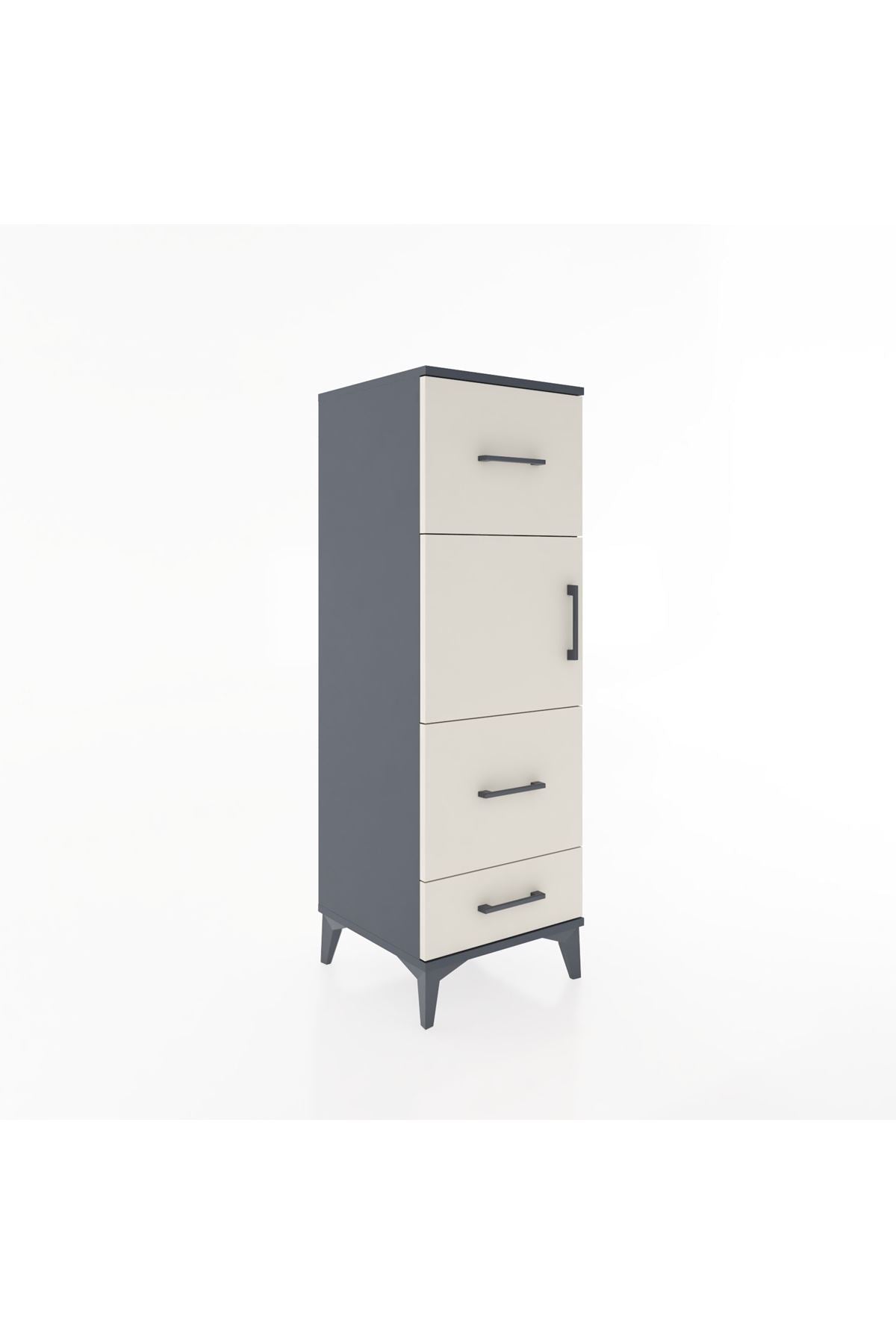 Hyperion Dolap Tek Raflı 3 Çekmeceli Tek Kapaklı 44x44x134 Antrasit-Aytaşı