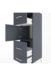 Hyperion Dolap Tek Raflı 3 Çekmeceli Tek Kapaklı 44x44x134 Antrasit-Antrasit