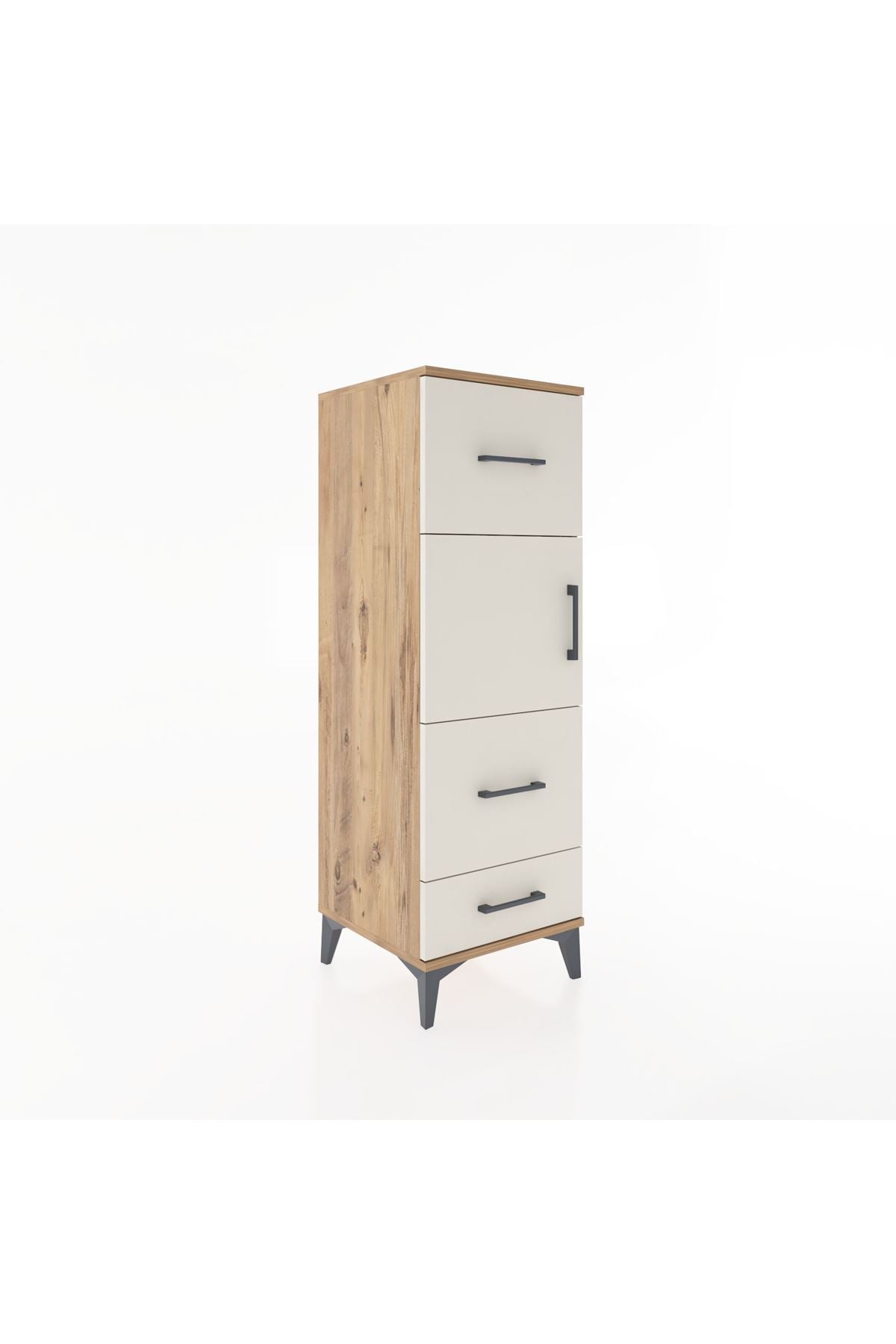 Hyperion Dolap Tek Raflı 3 Çekmeceli Tek Kapaklı 44x44x134 Çam-Aytaşı