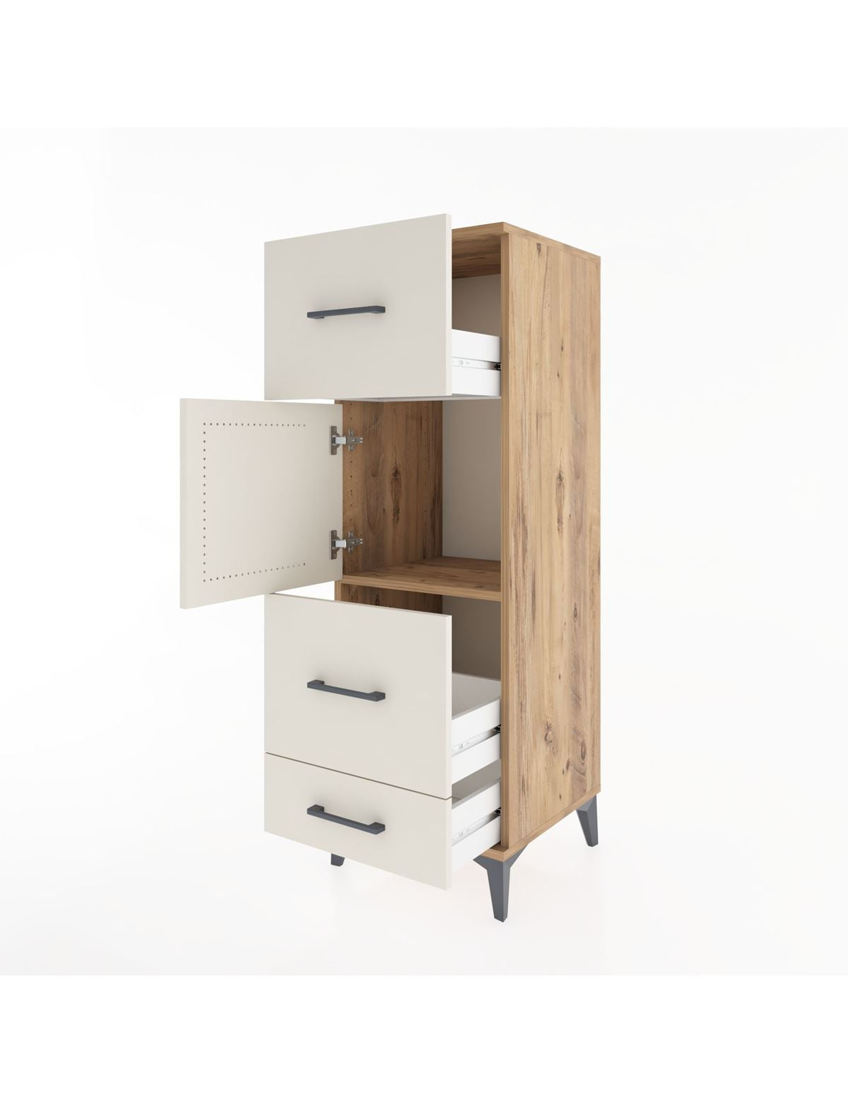 Hyperion Dolap Tek Raflı 3 Çekmeceli Tek Kapaklı 44x44x134 - S49M011V7B