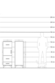 Hyperion Dolap Tek Raflı 3 Çekmeceli Tek Kapaklı 44x44x134 Çam-Antrasit
