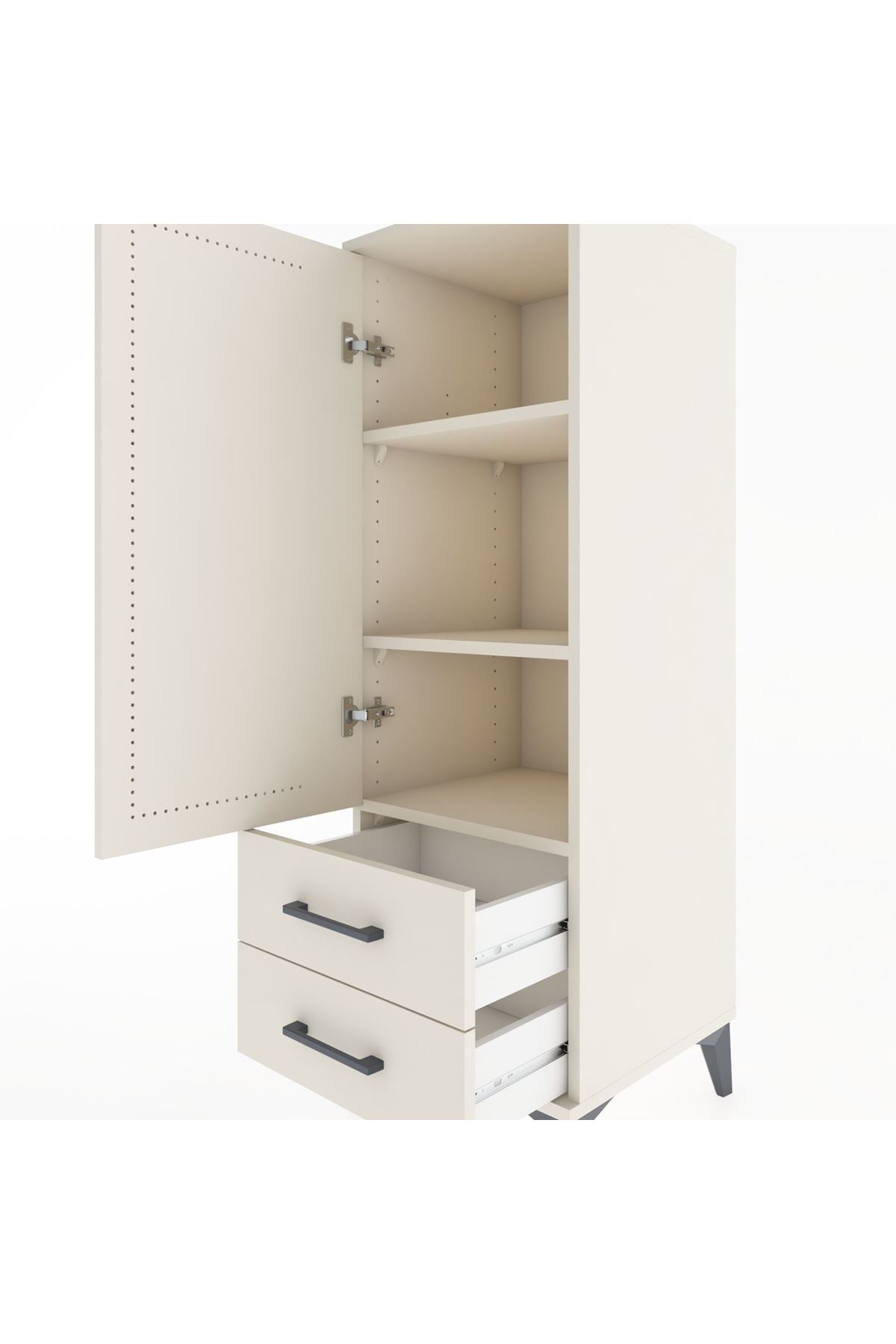 Hyperion Dolap 3 Raflı 2 Çekmeceli Tek Kapaklı 44x44x134 Aytaşı-Aytaşı