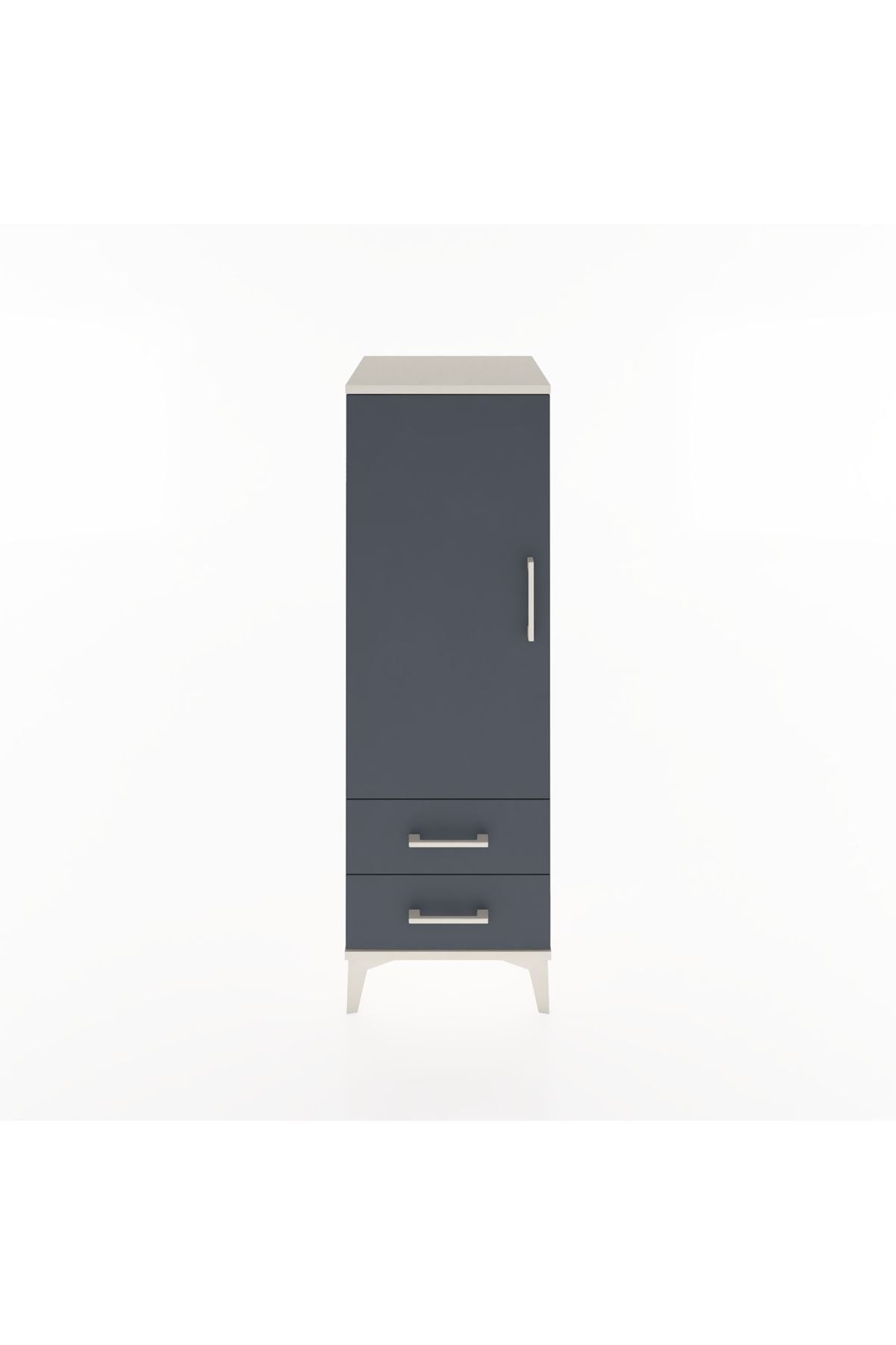 Hyperion Dolap 3 Raflı 2 Çekmeceli Tek Kapaklı 44x44x134 Aytaşı-Antrasit