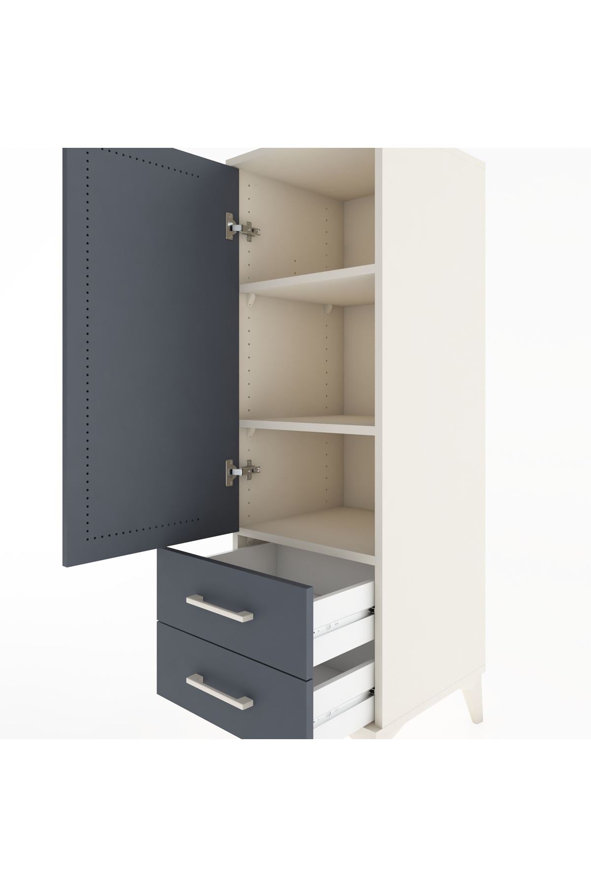 Hyperion Dolap 3 Raflı 2 Çekmeceli Tek Kapaklı 44x44x134 Aytaşı-Antrasit