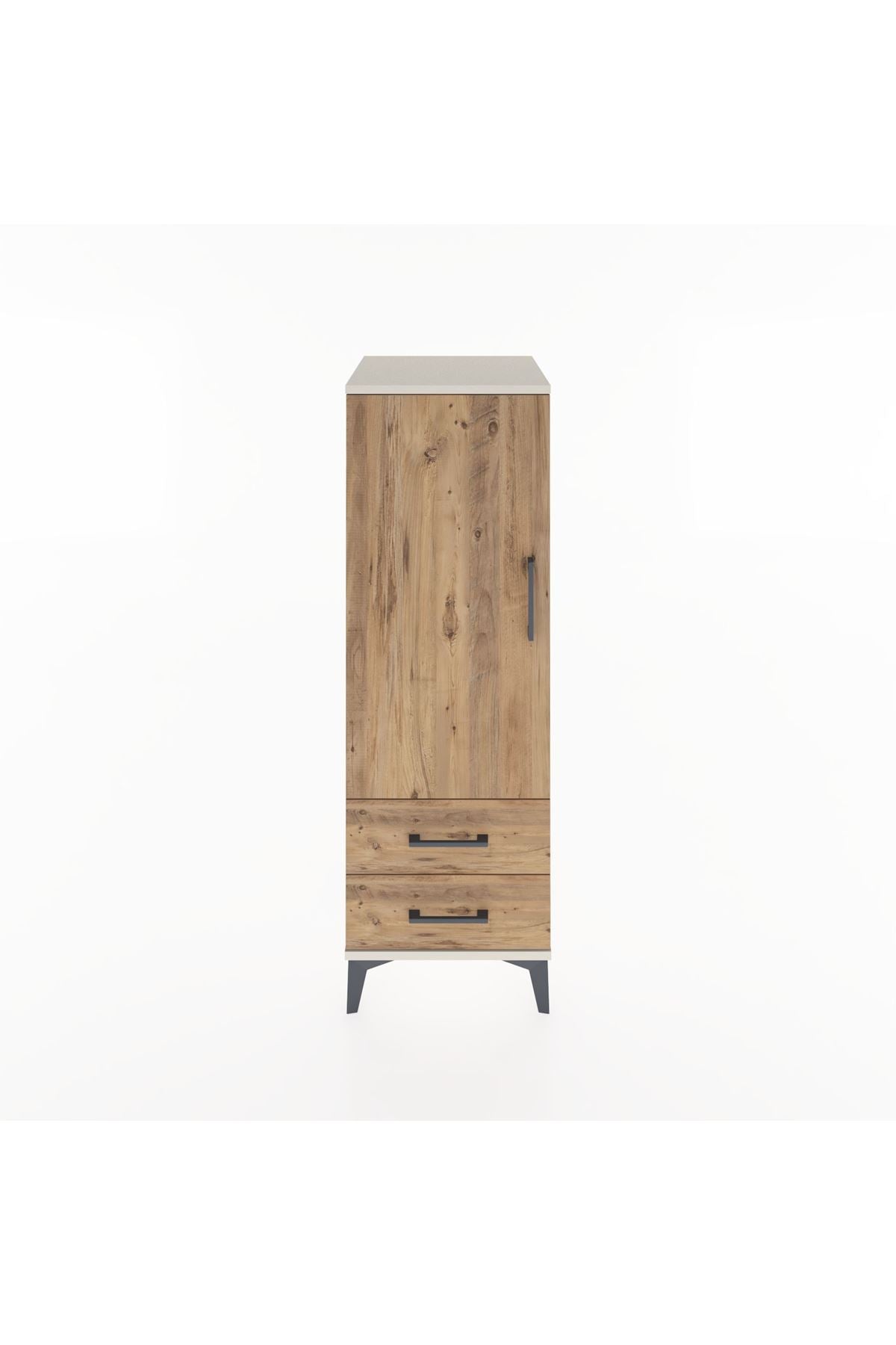 Hyperion Dolap 3 Raflı 2 Çekmeceli Tek Kapaklı 44x44x134 Aytaşı-Çam