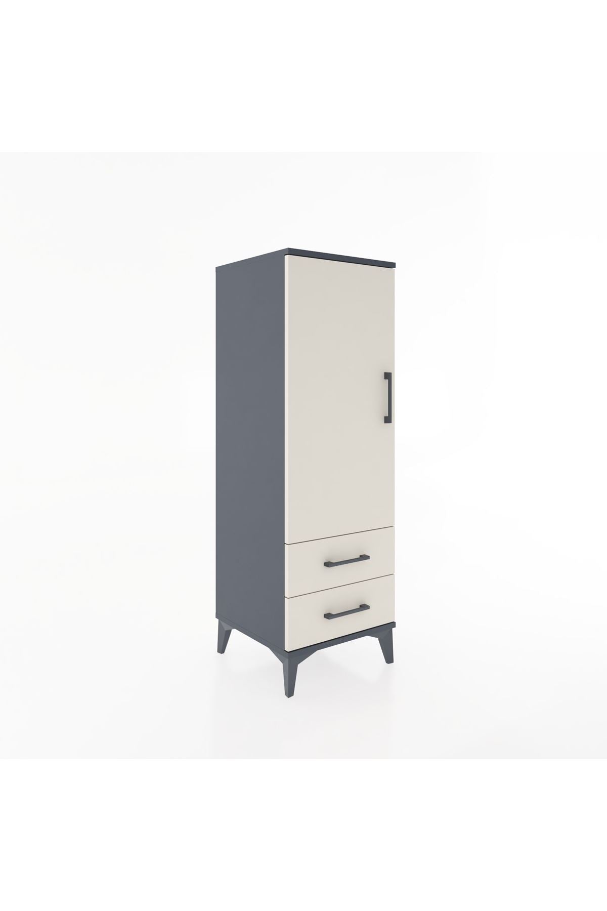 Hyperion Dolap 3 Raflı 2 Çekmeceli Tek Kapaklı 44x44x134 Antrasit-Aytaşı