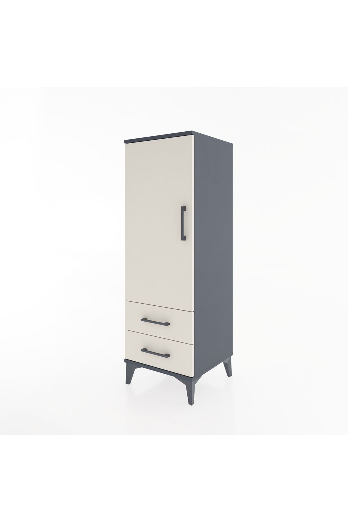 Hyperion Dolap 3 Raflı 2 Çekmeceli Tek Kapaklı 44x44x134 Antrasit-Aytaşı