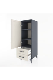 Hyperion Dolap 3 Raflı 2 Çekmeceli Tek Kapaklı 44x44x134 Antrasit-Aytaşı