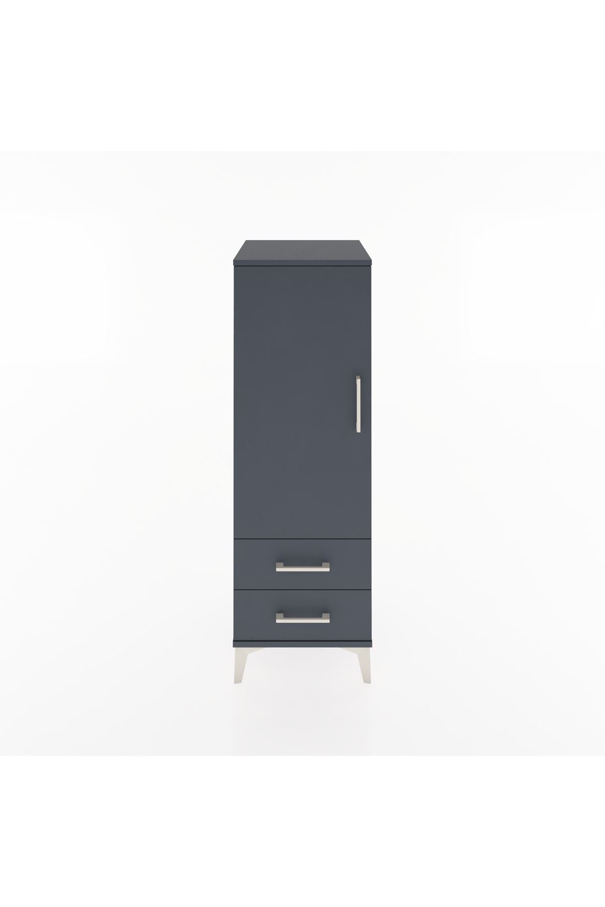 Hyperion Dolap 3 Raflı 2 Çekmeceli Tek Kapaklı 44x44x134 Antrasit-Antrasit