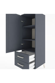 Hyperion Dolap 3 Raflı 2 Çekmeceli Tek Kapaklı 44x44x134 Antrasit-Antrasit
