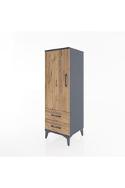 Hyperion Dolap 3 Raflı 2 Çekmeceli Tek Kapaklı 44x44x134 Antrasit-Çam