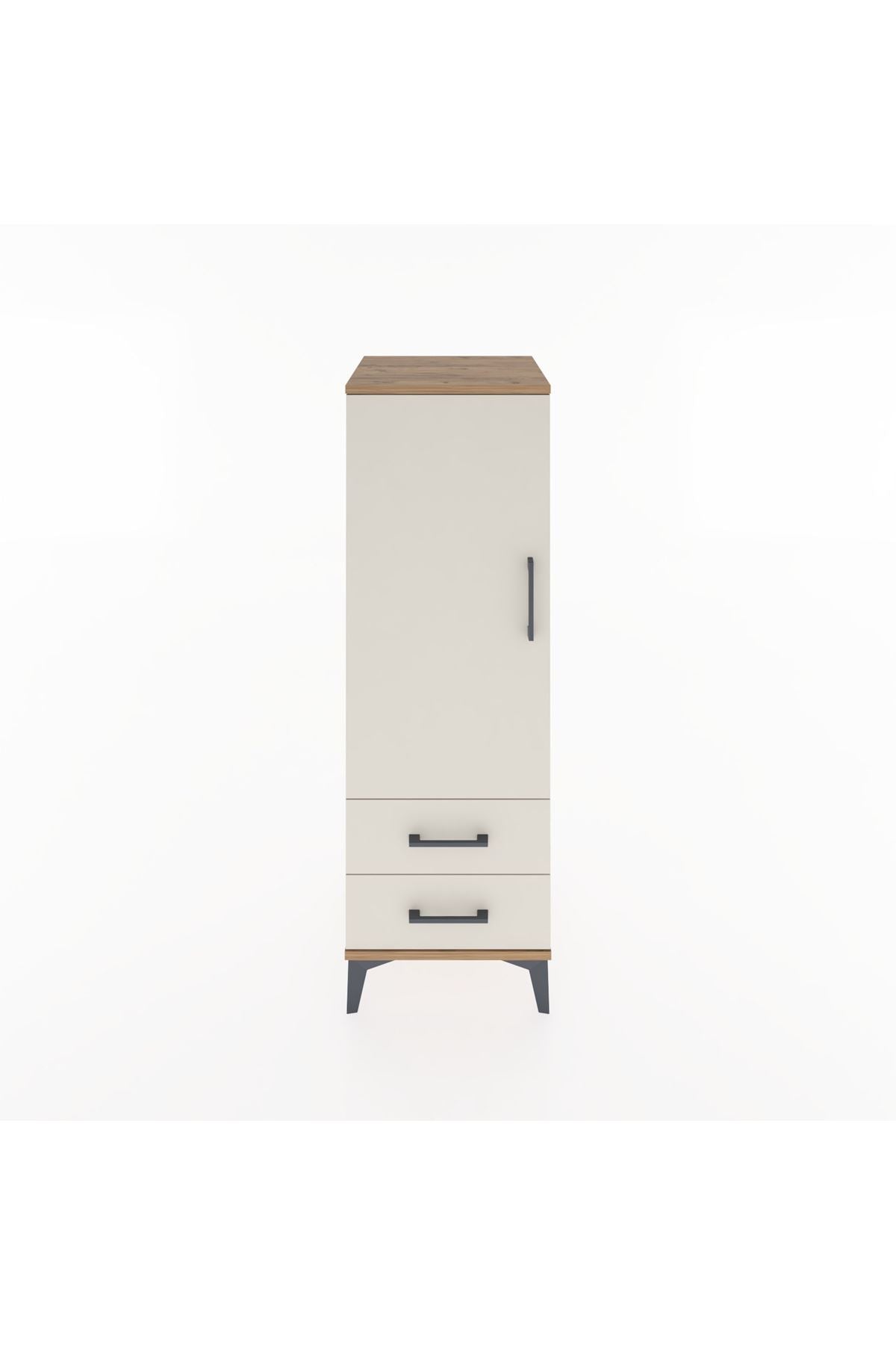 Hyperion Dolap 3 Raflı 2 Çekmeceli Tek Kapaklı 44x44x134 Çam-Aytaşı