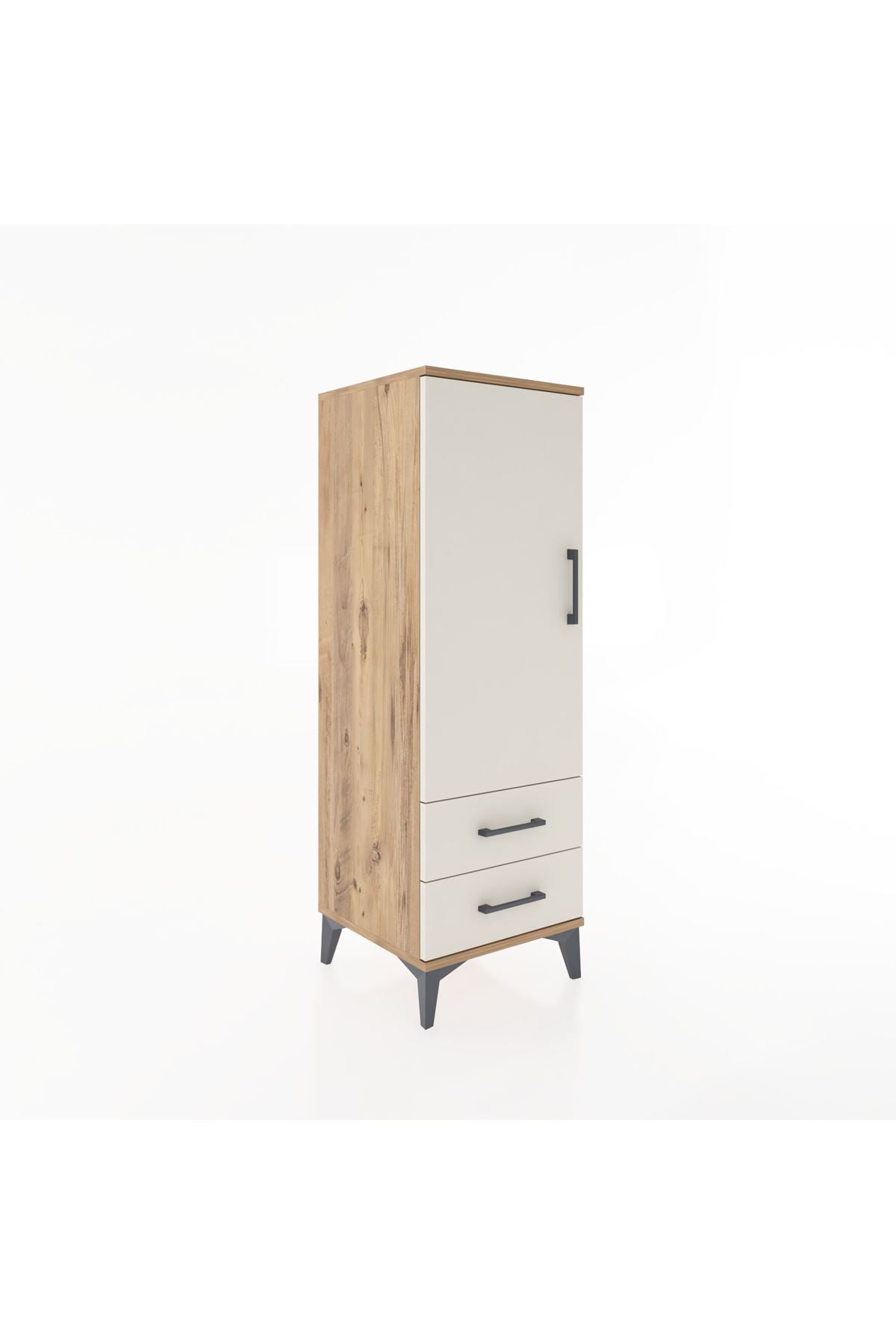 Hyperion Dolap 3 Raflı 2 Çekmeceli Tek Kapaklı 44x44x134 Çam-Aytaşı